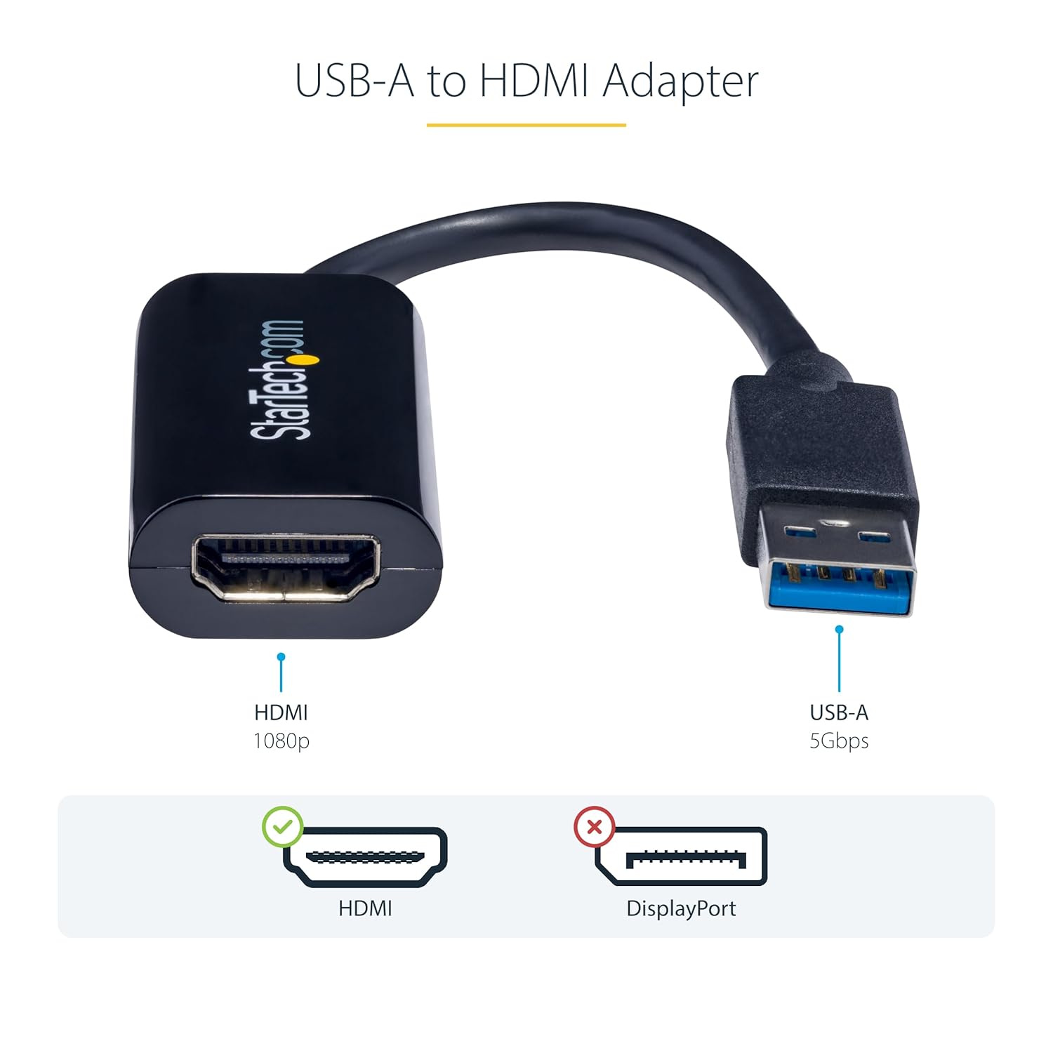StarTech USB 3.0 to HDMI Adapter, USB-A to HDMI Display Converter, 1080P 60Hz Full HD Video Graphics Adapter, Driver Required, USB Monitor Extender for Windows PC (USB32HDES) - Image 3