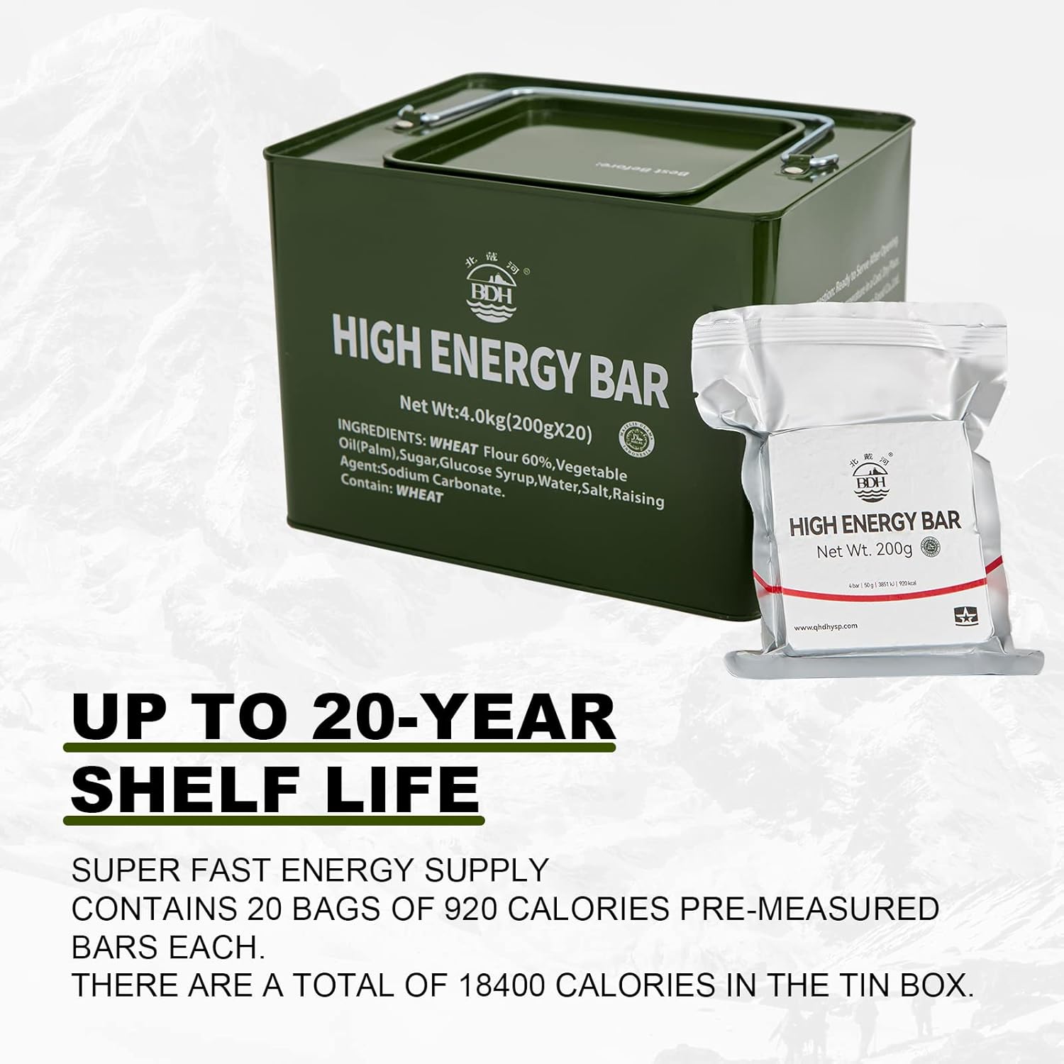 Emergency Food Rations Meal Ready To Eat, Long Self Life 18400 Calorie Survival Tabs Perfect for Camping, Hiking, Army Outdoor Disaster, 20 Pack with Tin Box - Image 4