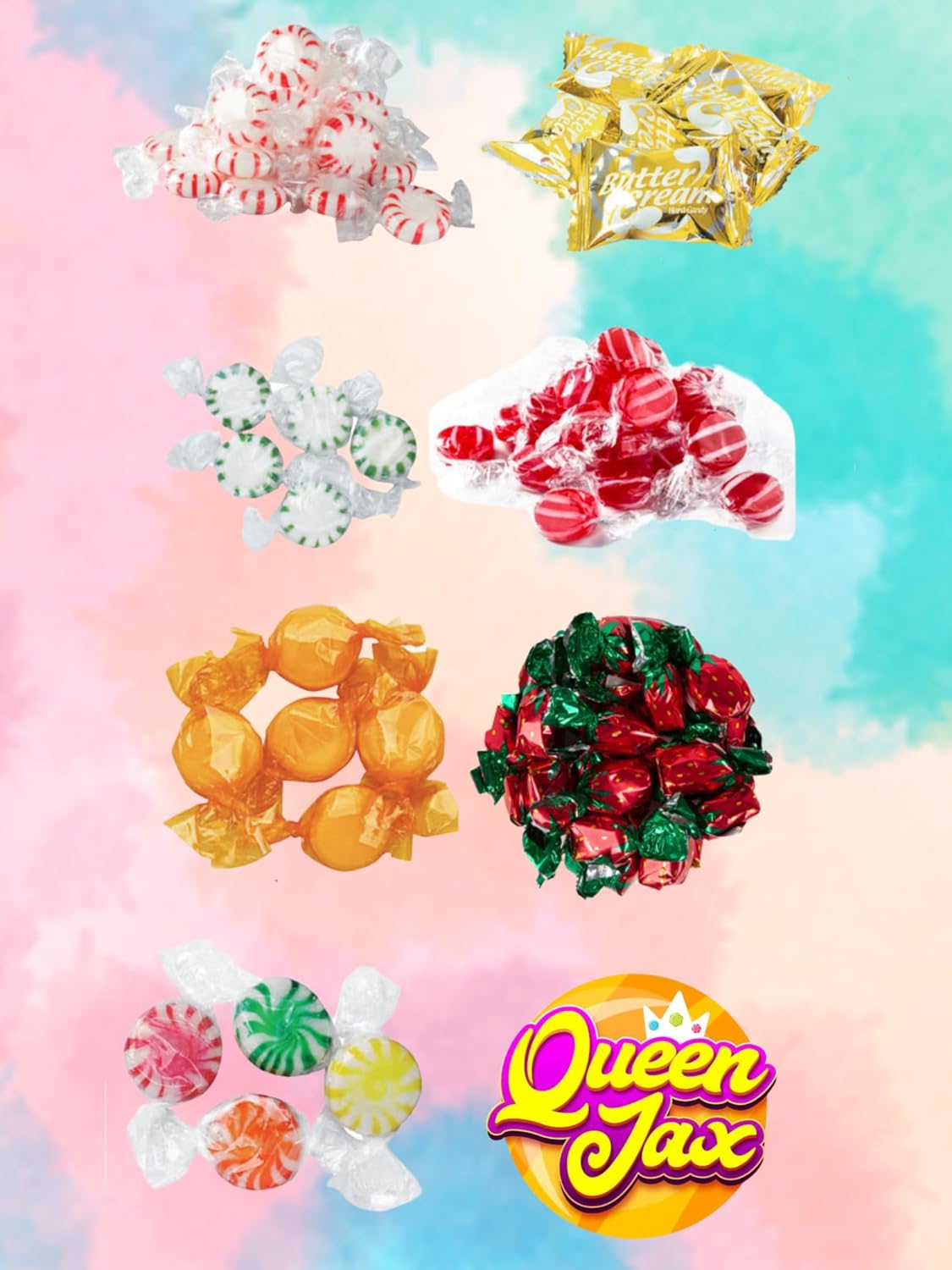 Bulk Hard Candy Individually Wrapped - 1 lb Hard Candy Mix, Perfect for Parties, Holidays, and Candy Bowls - Peppermint Candy, Butterscotch Candy, Cinnamon Disks, Fruit Hard Candy, and More - Image 2