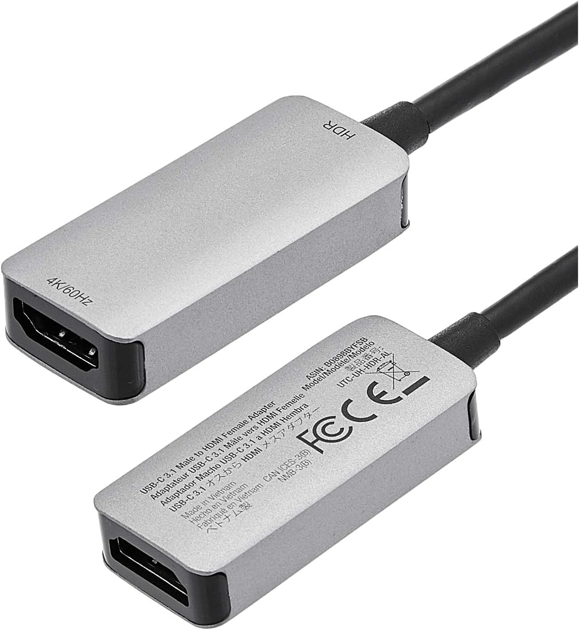 Amazon Basics USB-C 3.1 Male to HDMI Female Adapter for Phone and Tablet, 4K@60Hz, Portable, Plug and Play, Gray, 1.69 x 1.45 x 0.43 inches - Image 4