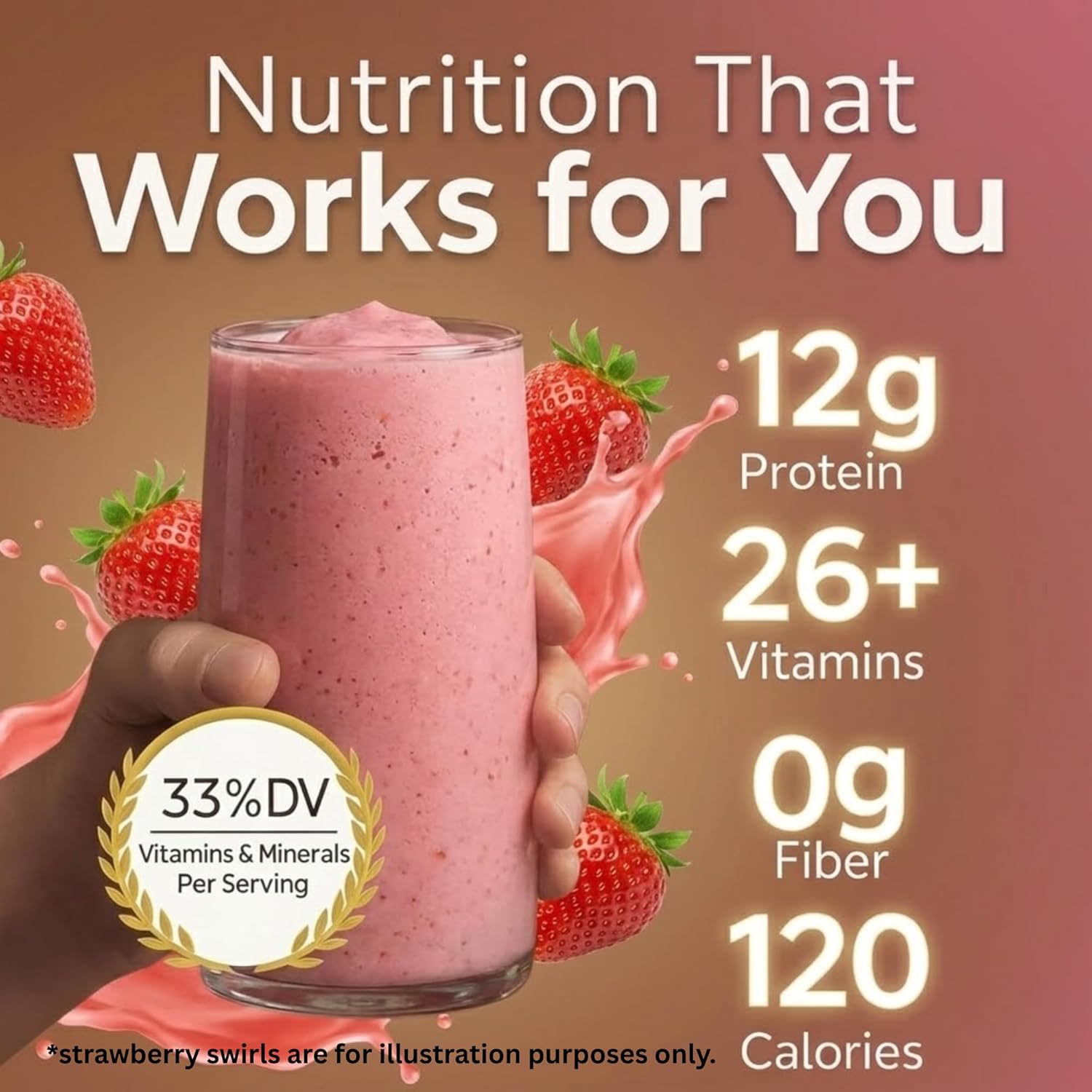 HMR 120 Shake Meal Replacement Powder | Strawberry Shake Mix to Support Healthy Weight Loss | 12g of Protein | Nutritional Drink | Low Calorie Food | 12 Servings - Image 4