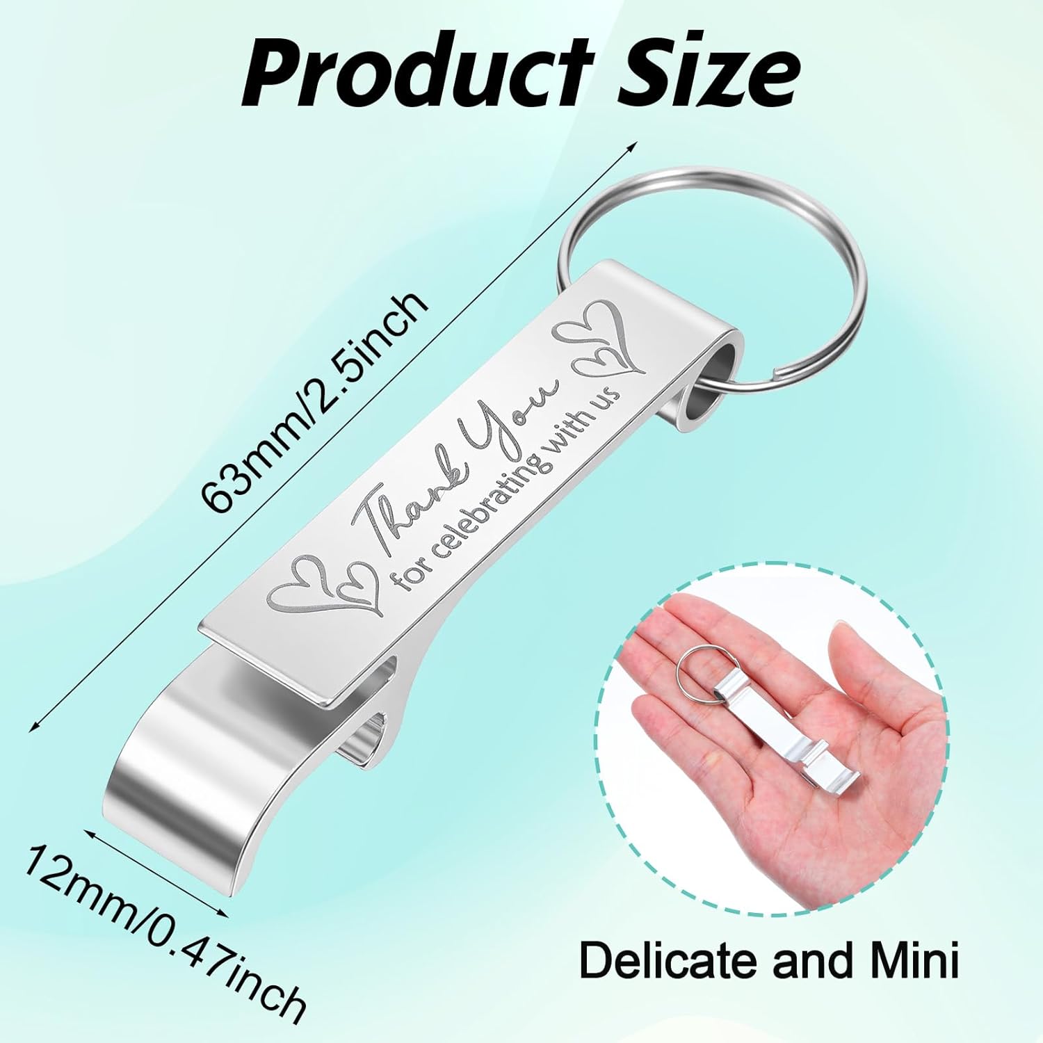 120 Pcs Bottle Opener Keychain, Wine Beer Opener Aluminum Thank You Wedding Favors for Guests, Personalized Party Gifts for Birthday, Graduation, Corporate Events, Silver - Image 2