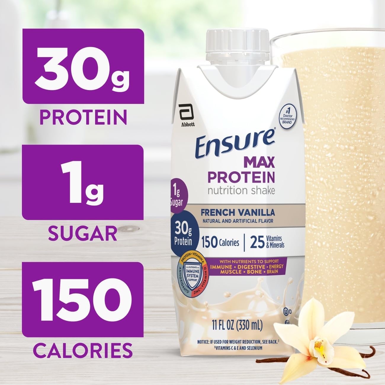 Ensure Max Protein Nutrition Shakes, Variety Pack, With 30g of Protein, 1g of Sugar, Nutrients to Support Immune System Health, High Protein Shake, 11 fl oz, Pack of 8, Liquid - Image 3