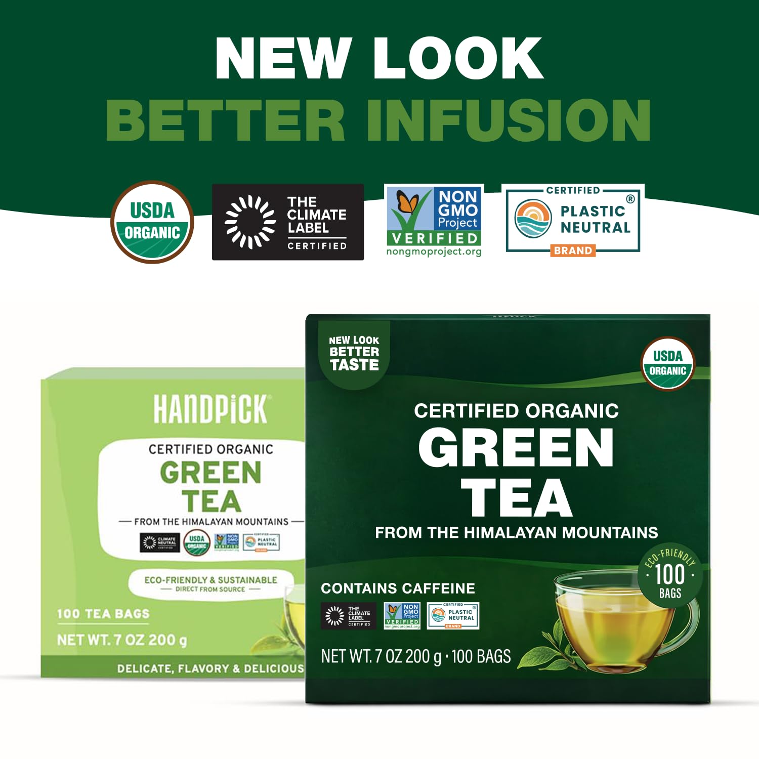 HANDPICK, Organic Green Tea Bags - 100 Eco-Friendly Tea Bags | USDA Organic | Resealable Pack for Freshness | Delicate & Flavory | Direct From India - Image 2