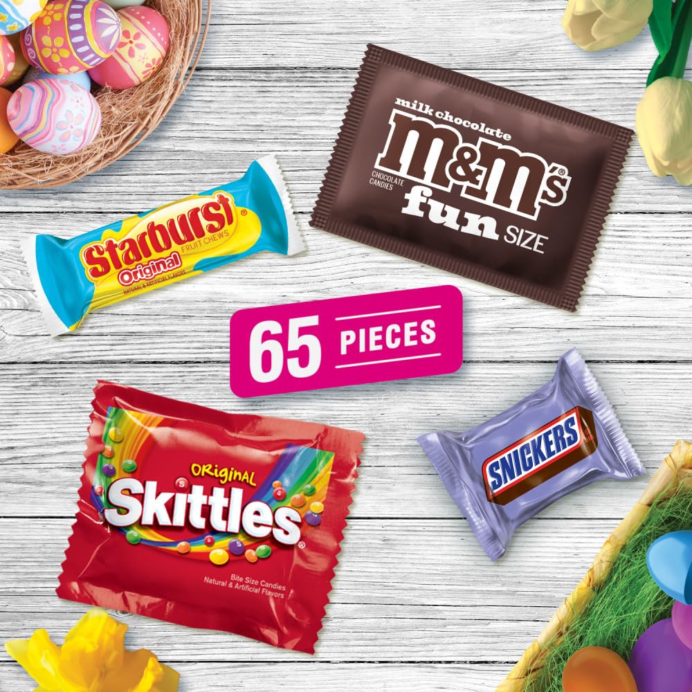 M&M'S, SKITTLES Original, SNICKERS, MILKY WAY & STARBURST Chocolate and Fruity Easter Candy for Easter Baskets and Eggs, 27.27 Ounce Bag - Image 5