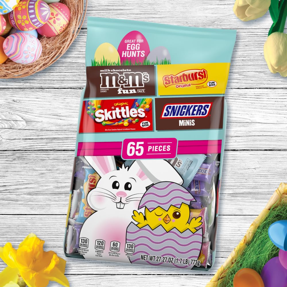 M&M'S, SKITTLES Original, SNICKERS, MILKY WAY & STARBURST Chocolate and Fruity Easter Candy for Easter Baskets and Eggs, 27.27 Ounce Bag - Image 3