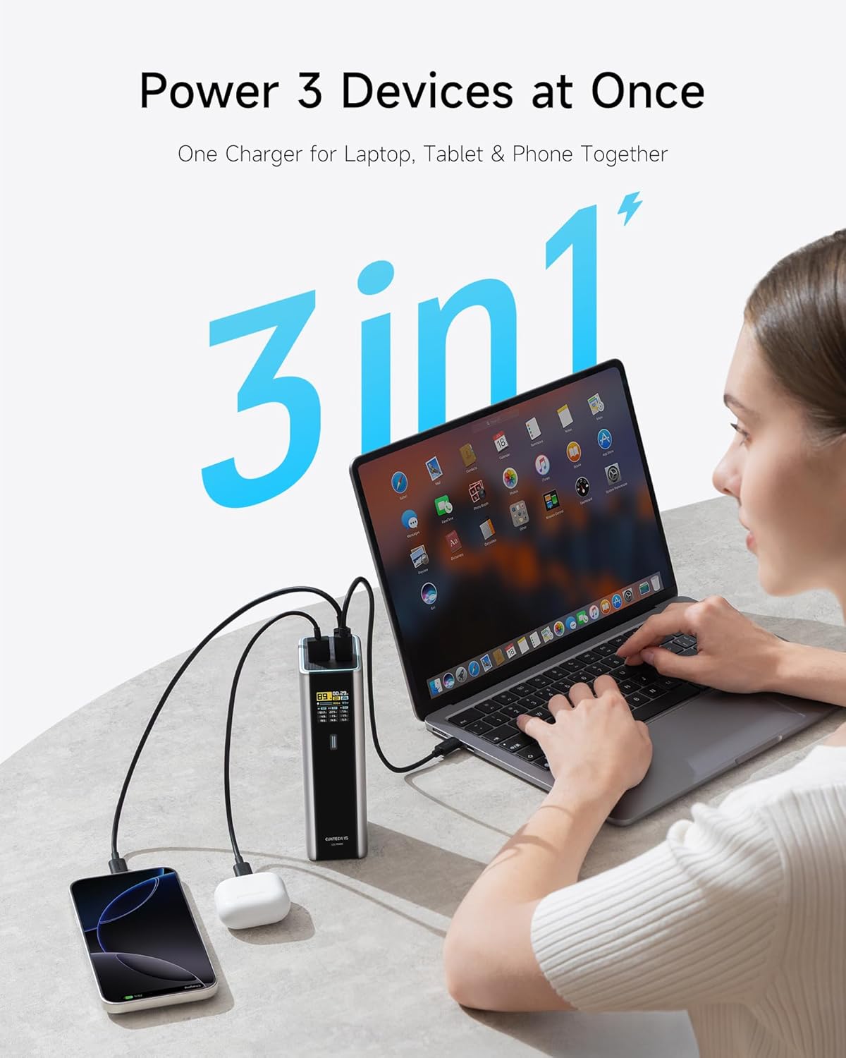 CUKTECH 15 Ultra Power Bank for Laptop, 20,000mAh 140W Portable Charger, Smart Display, External Battery for Outdoor Work and Travel, for iPhone 16/15, MacBook, Samsung, and More (Flight-Approved) - Image 6