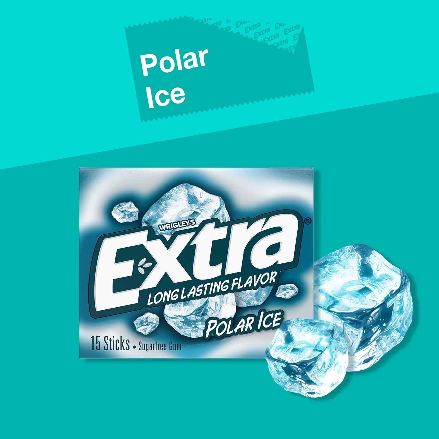 EXTRA Polar Ice Chewing Gum Packs, Sugar Free Gum in Bulk for Fresh Breath, 15 Sticks - Image 3