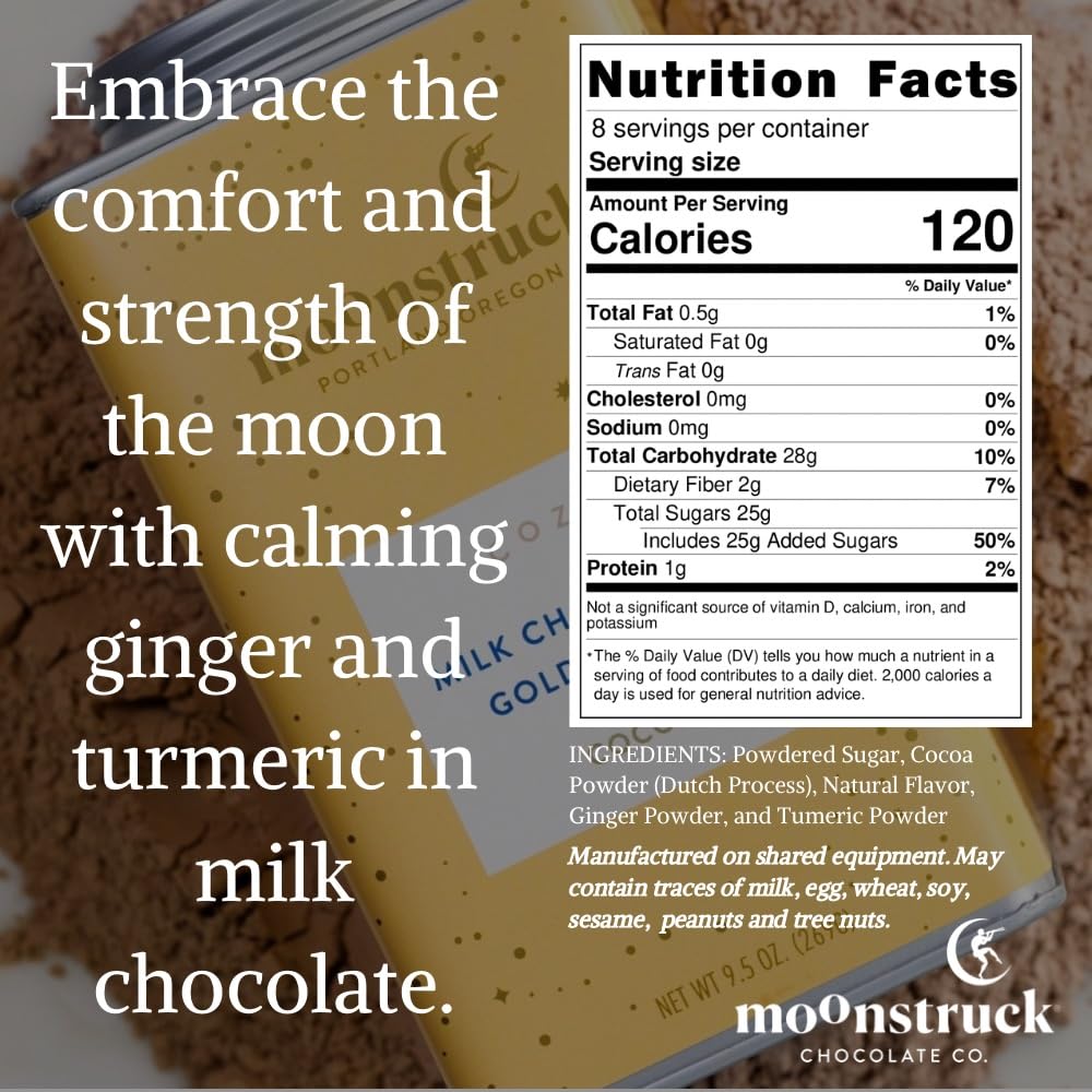 Moonstruck Chocolate Cozy Ginger and Turmeric Golden Milk Chocolate Hot Cocoa Mix, 9.5oz (Pack of 1) - Image 2