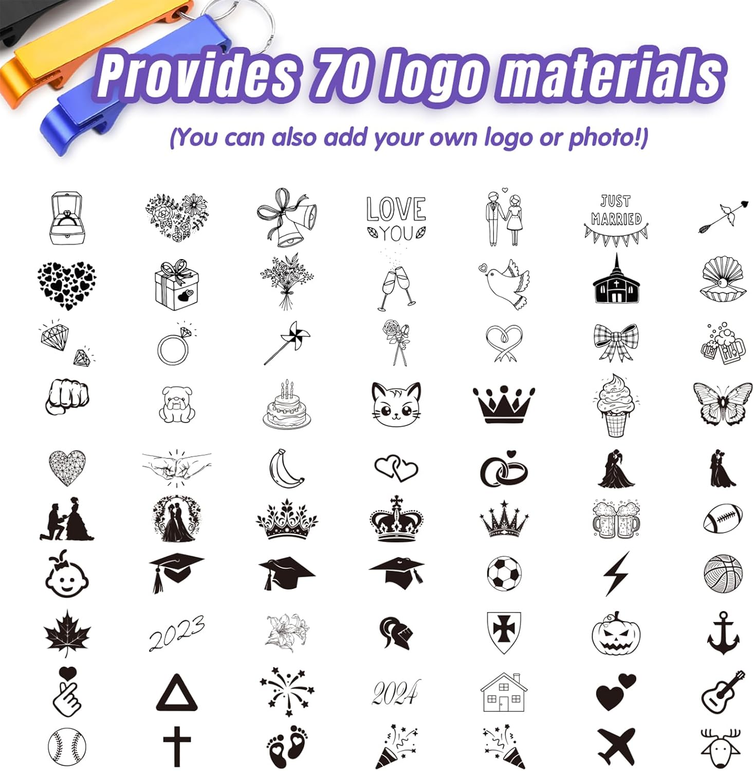 100pcs Personalized Bottle Opener - Custom Bottle Opener Keychain for Wedding, Anniversary, party,Support for Customized Logos. - Image 4