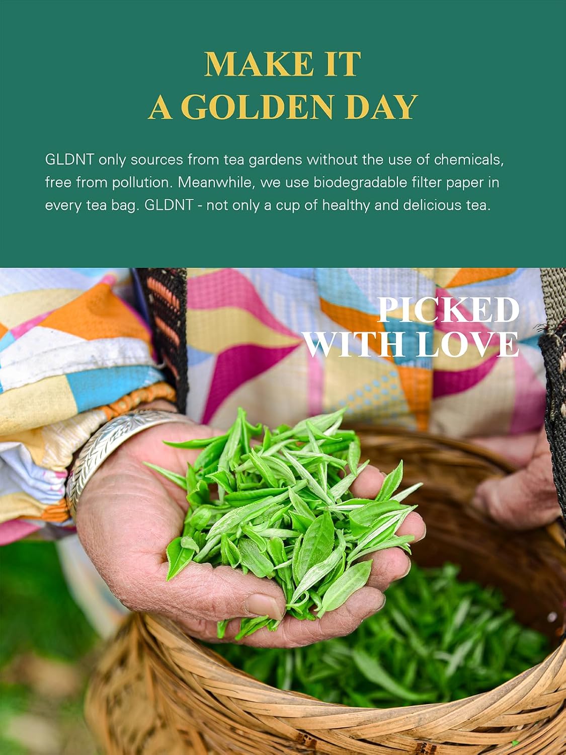 GLDNT Organic Jasmine Green Tea Bags, Organic Green Tea Scented with Jasmine Flowers, Floral Aroma & Smooth Taste, 100 Count - Image 3