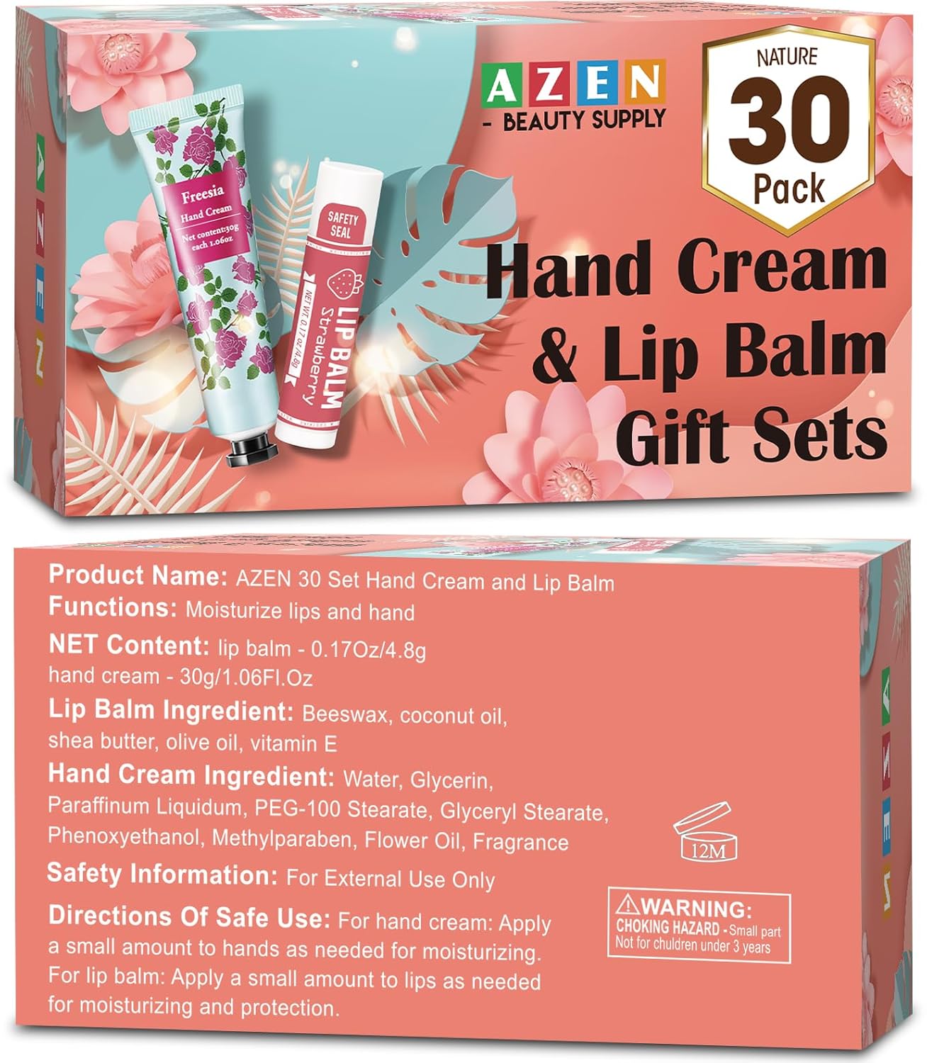 AZEN 30 Sets Bulk Gifts, Hand Cream and Lip Balm Bulk Set with Organza Bag Thank You Card, Baby Shower Wedding Gifts for Guests, Bridal Wedding Favors - Image 9