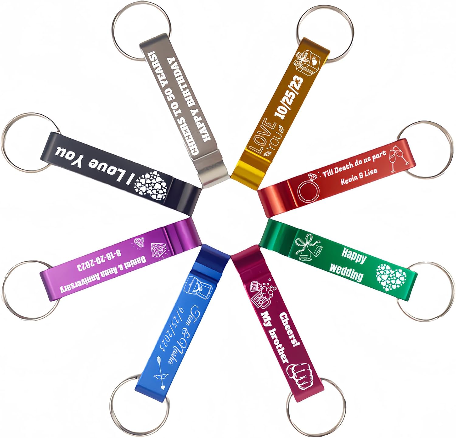 100pcs Personalized Bottle Opener - Custom Bottle Opener Keychain for Wedding, Anniversary, party,Support for Customized Logos. - Image 9