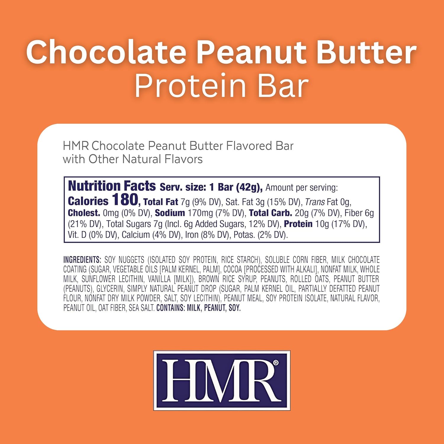 HMR Chocolate Peanut Butter Protein Bar | Nutritious Snack to Support Weight Maintenance | Low Calorie Dessert | 10g of Protein | 24 Count - Image 2