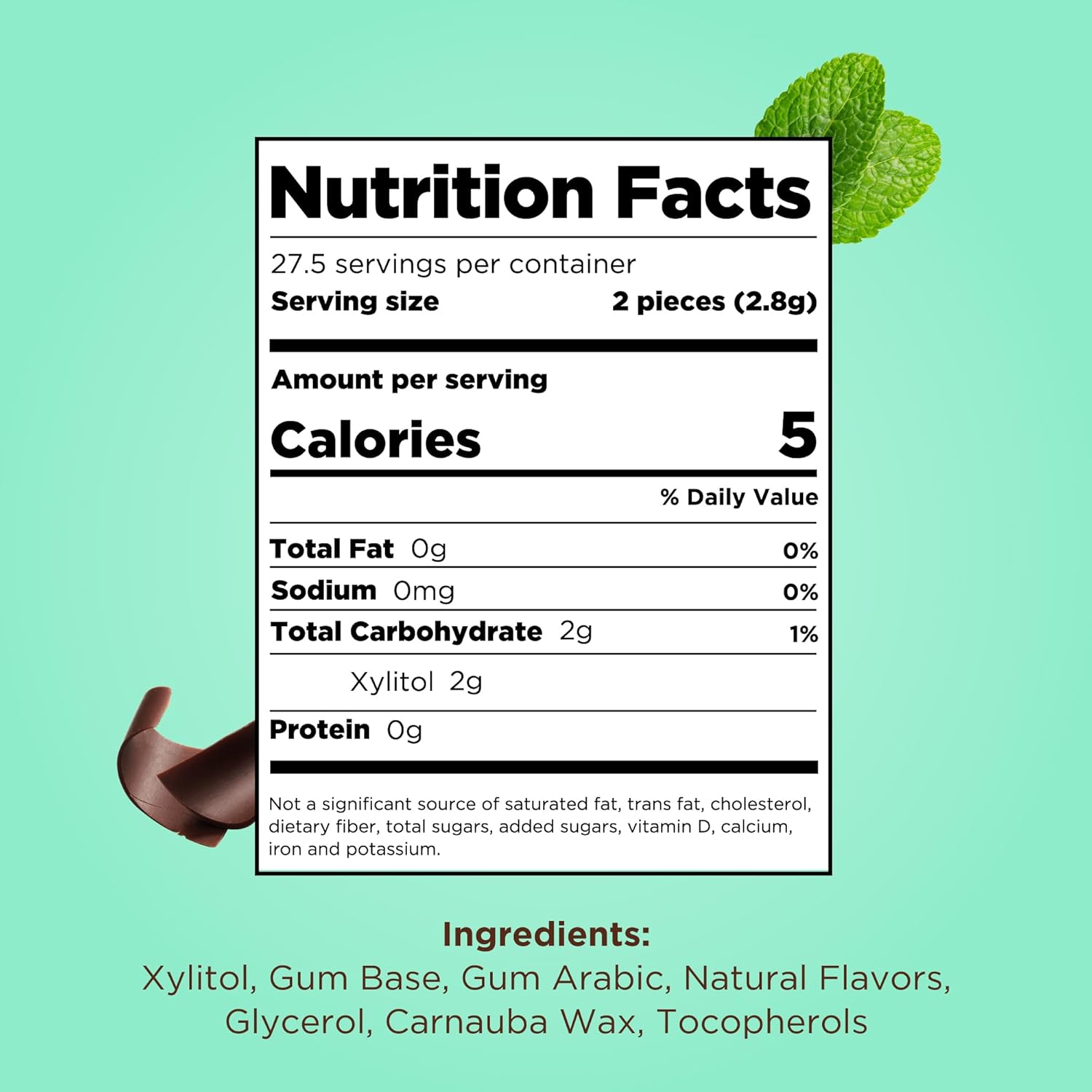 PUR Gum | Aspartame Free Chewing Gum | 100% Xylitol | Natural Chocolate Mint Flavored Gum, 55 Pieces (Pack of 1) - Image 2