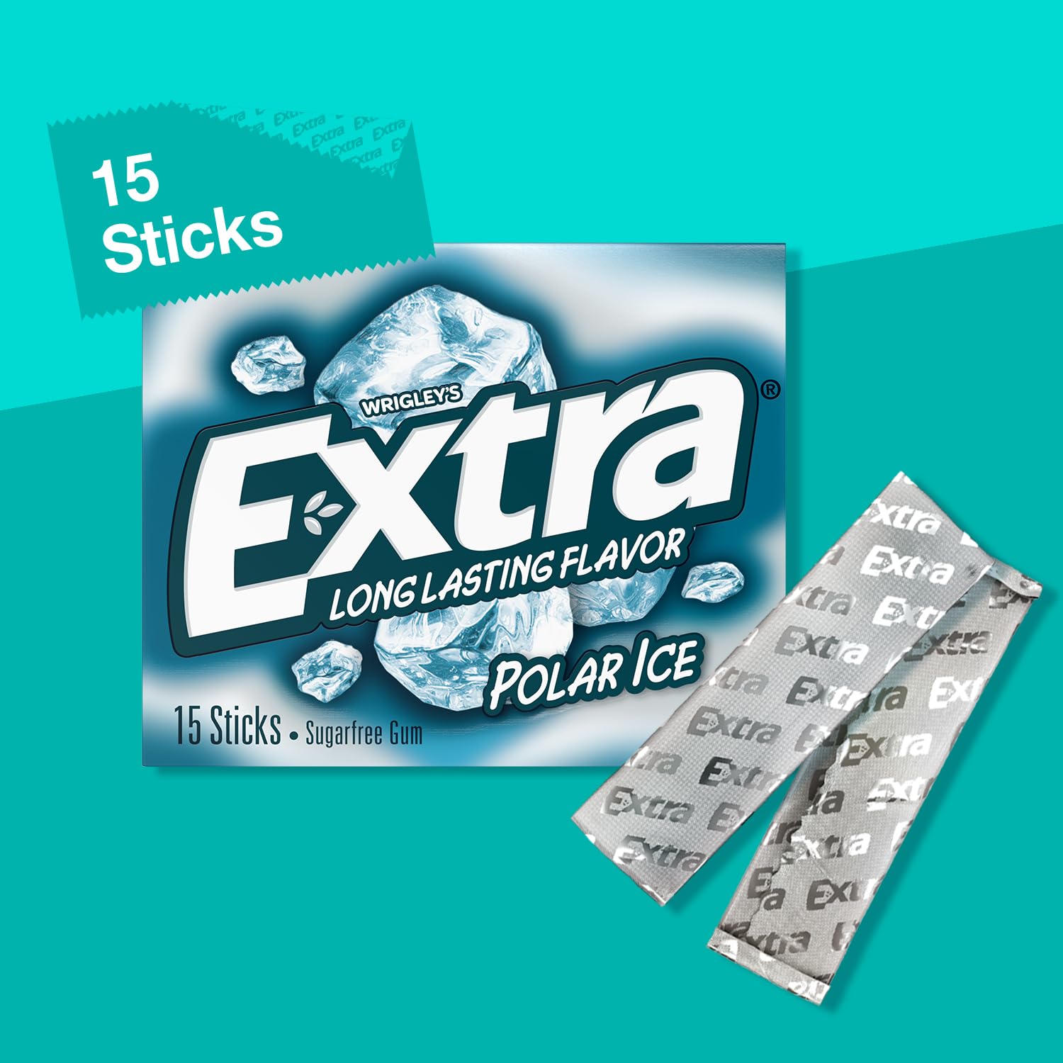 EXTRA Polar Ice Chewing Gum Packs, Sugar Free Gum in Bulk for Fresh Breath, 15 Sticks - Image 4