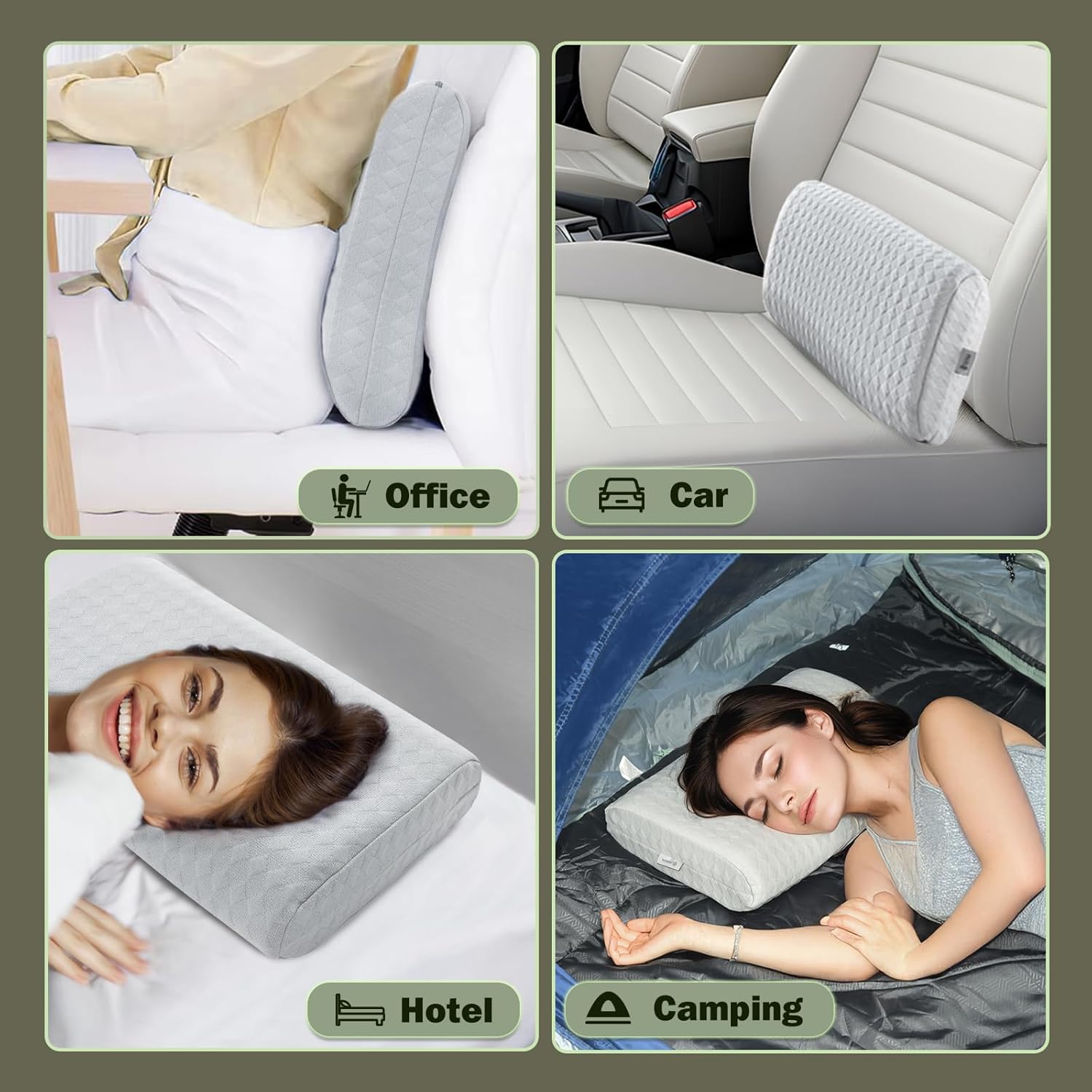 Vekkia Travel Pillow with Memory Foam, Portable and Compressible Camping Pillow with Washable Cover, Ergonomic Supportive for Sleeping, Ideal for Adults & Kids Travel, Hiking, Airplane, Car (Gray M) - Image 7