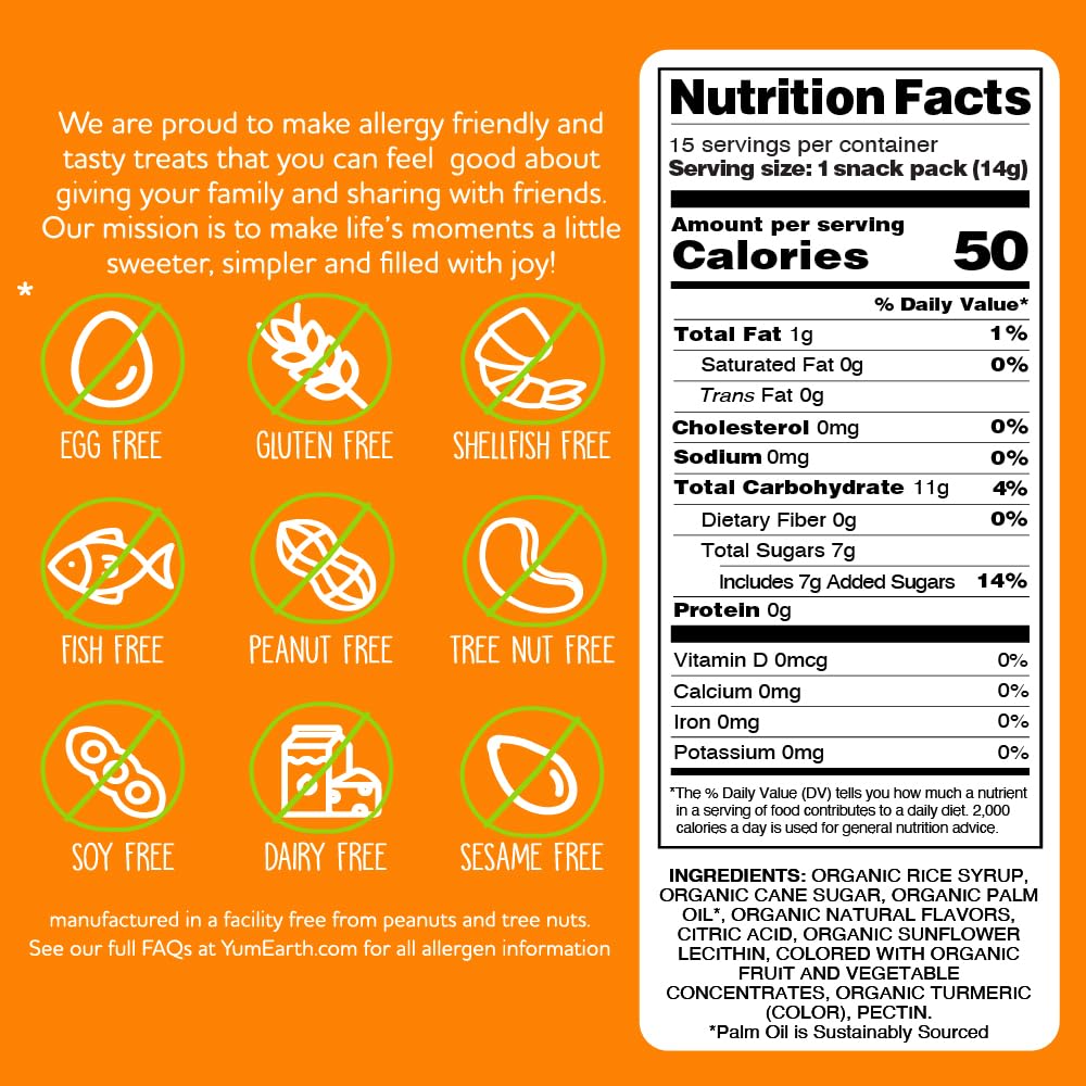 YumEarth Organic Chewys Fruit Flavored Candy Chews - Allergy Friendly, Gluten Free, Non-GMO, Vegan, No Artificial Dyes - Assorted Flavors, 7.5 oz. - Image 2