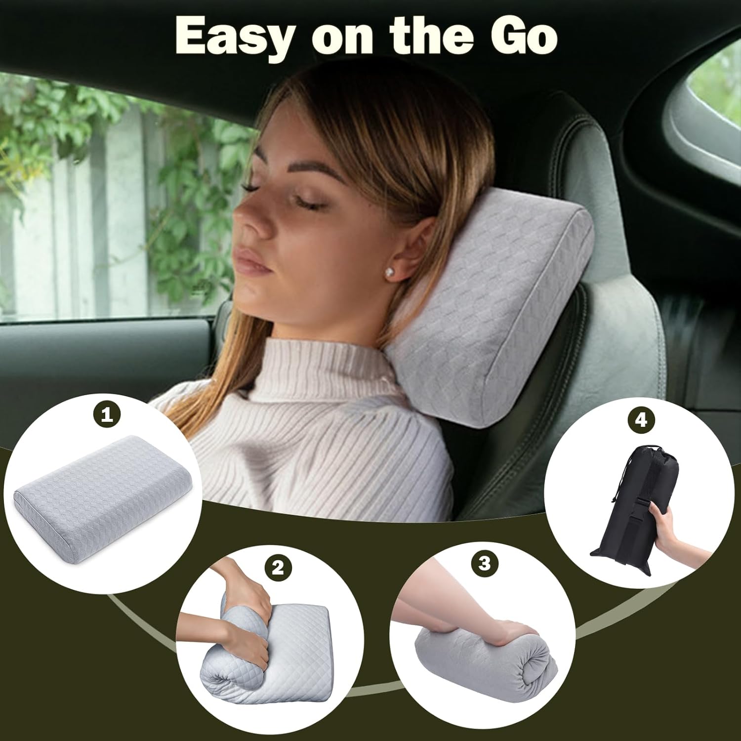 Vekkia Travel Pillow with Memory Foam, Portable and Compressible Camping Pillow with Washable Cover, Ergonomic Supportive for Sleeping, Ideal for Adults & Kids Travel, Hiking, Airplane, Car (Gray M) - Image 5