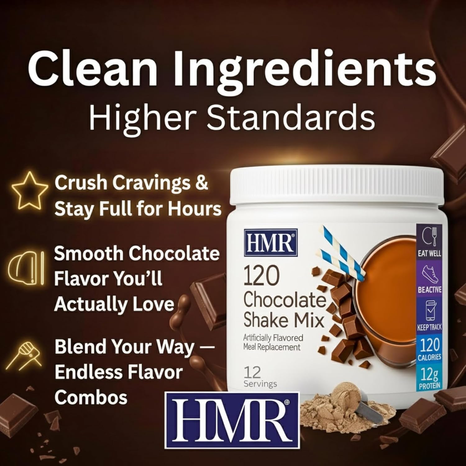 HMR 120 Chocolate Shake Meal Replacement Powder | Chocolate Shake Mix to Support Healthy Weight Loss | 12g of Protein | Nutritional Drink | Low Calorie Food | 12 Servings - Image 5