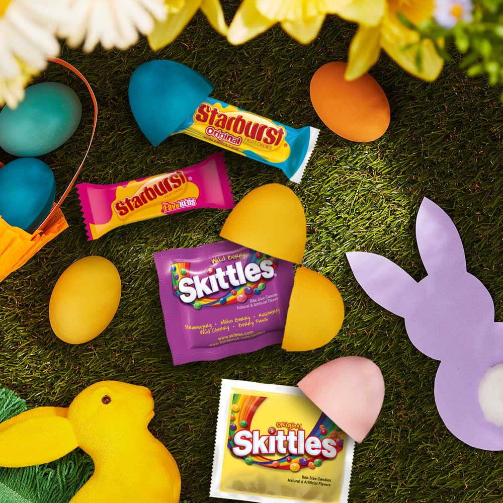 SKITTLES & STARBURST Mixed Funsize Variety Bag Stand Up Pouch, Easter Candy Bulk for Filling Eggs, Easter Basket Stuffers, 32.28 Ounce Bag - Image 6