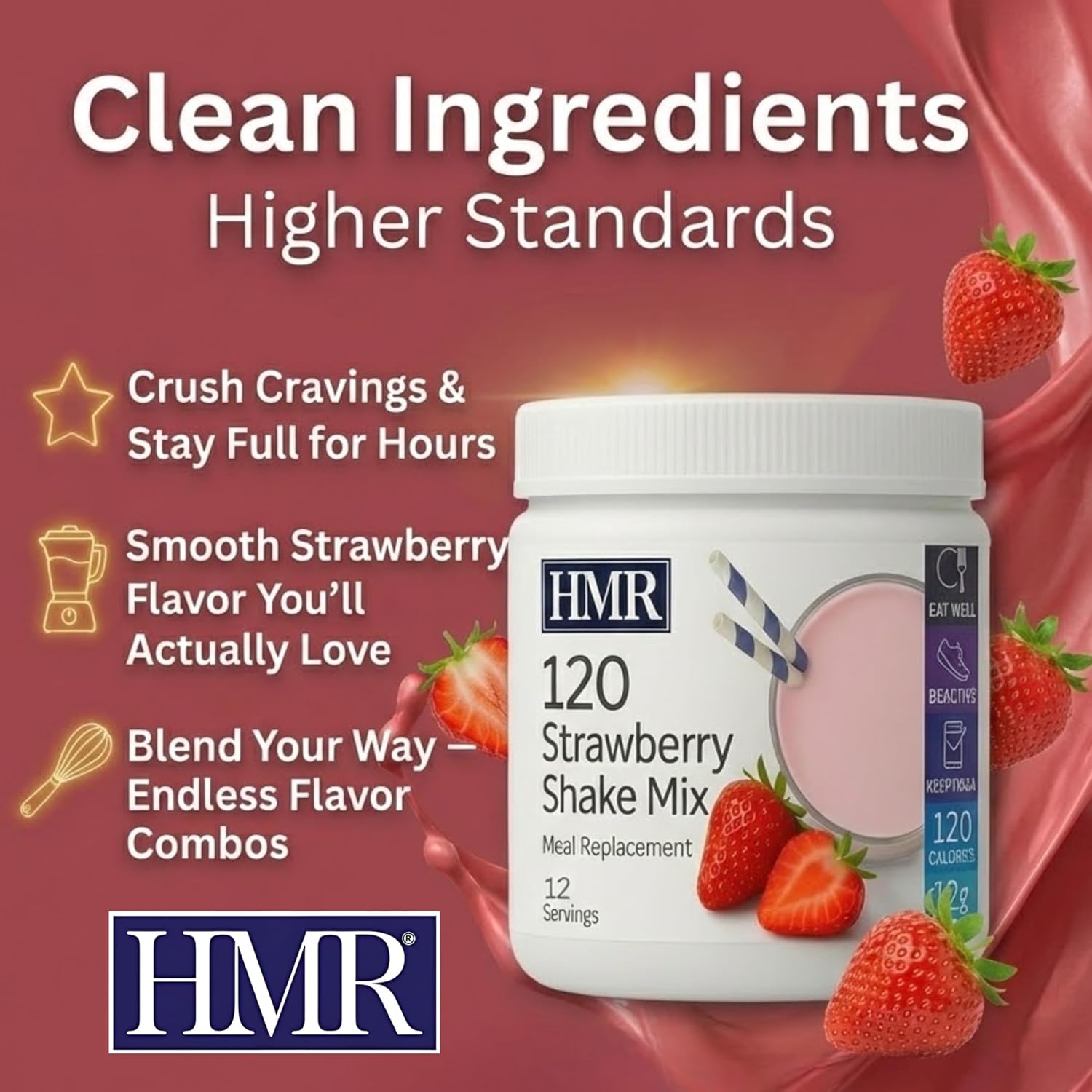 HMR 120 Shake Meal Replacement Powder | Strawberry Shake Mix to Support Healthy Weight Loss | 12g of Protein | Nutritional Drink | Low Calorie Food | 12 Servings - Image 7
