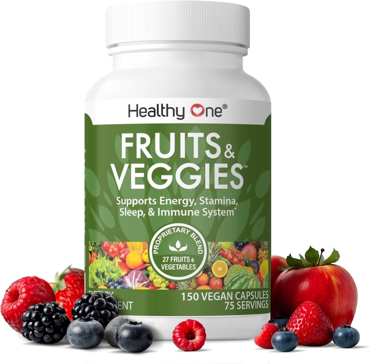 Fruits & Veggies Formula - 27 Premium Whole Foods - Organic Ingredients - Equals 3 Servings of Fruits & Vegetables - Improve Energy, Focus & Immune Function - Fiber - Antioxidants - 150ct (75 Serv)