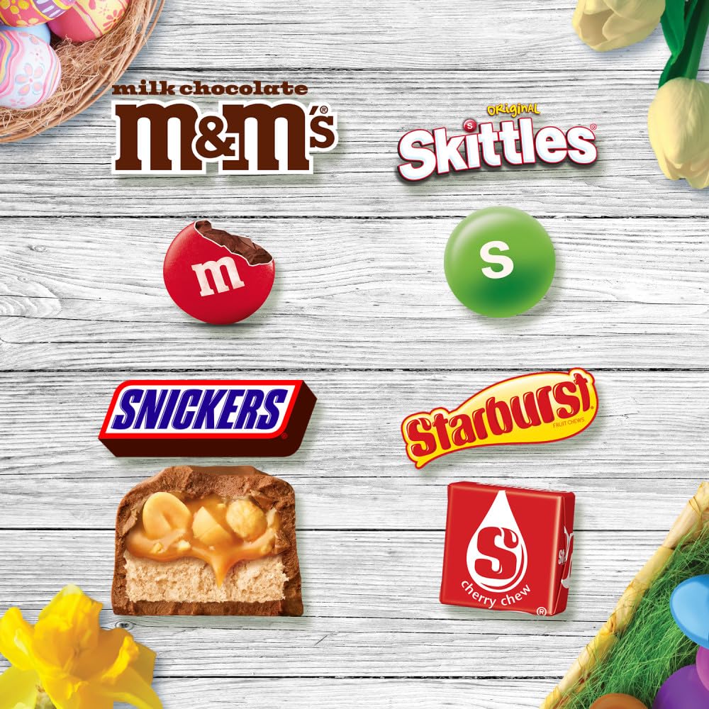 M&M'S, SKITTLES Original, SNICKERS, MILKY WAY & STARBURST Chocolate and Fruity Easter Candy for Easter Baskets and Eggs, 27.27 Ounce Bag - Image 4