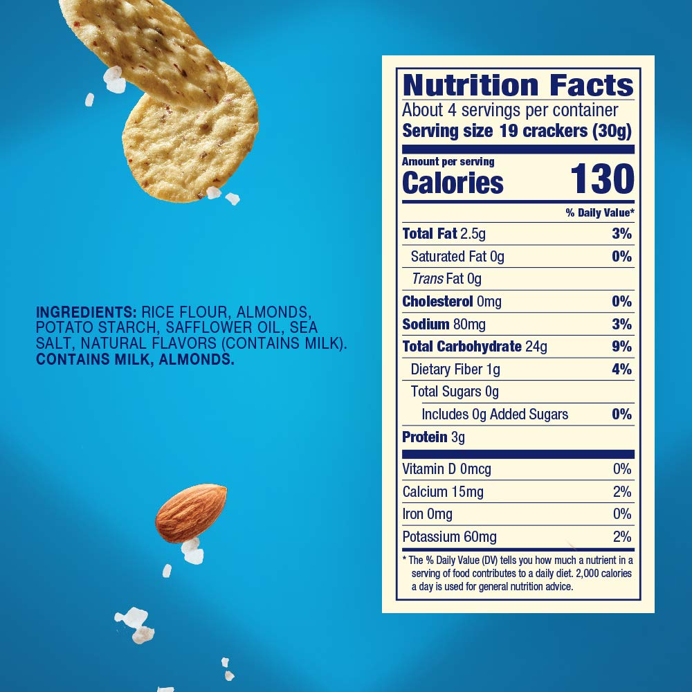 Blue Diamond Almonds Nut Thins Gluten Free Cracker Crisps, Hint of Sea Salt, 4.25 Oz Boxes (Pack of 1) - Image 2