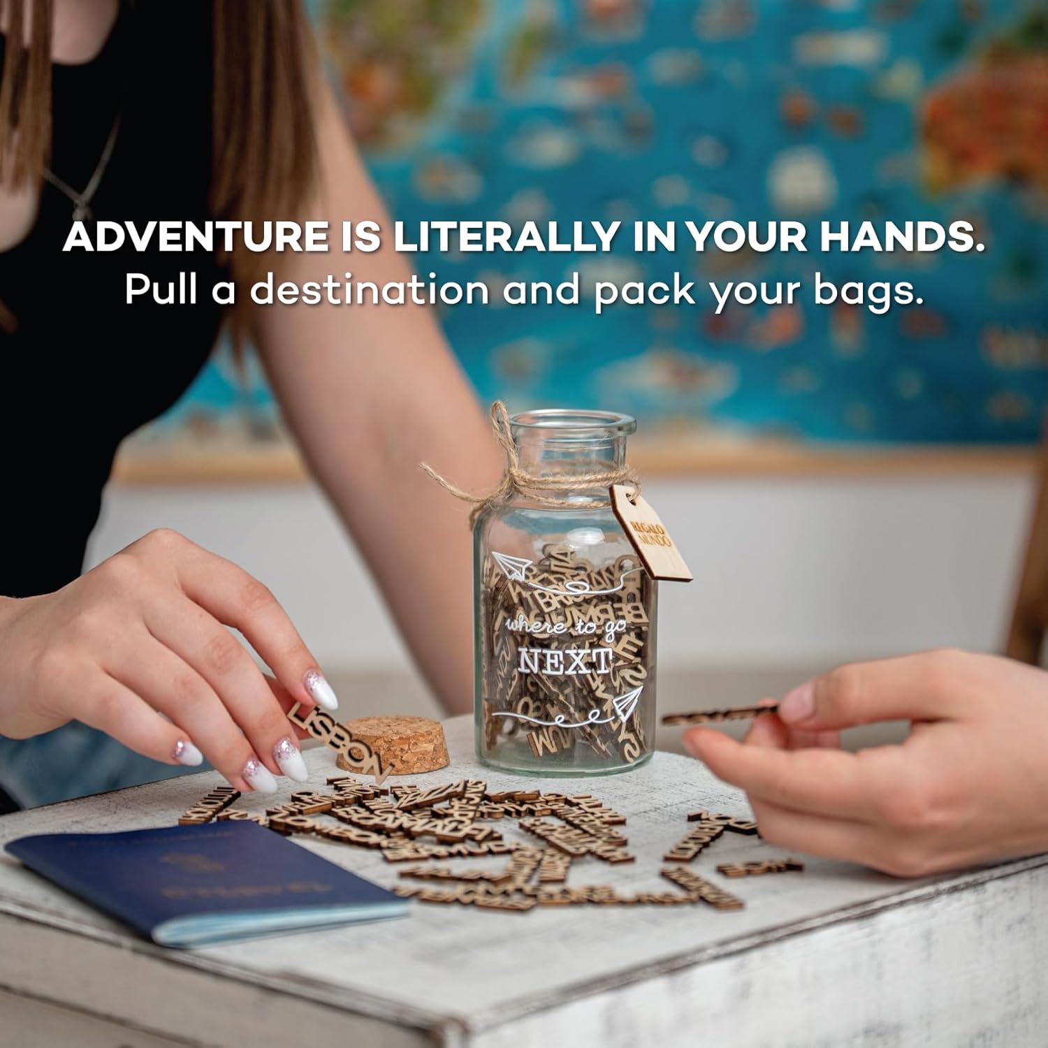 Where to Go Next – Travel Destination Jar | Eco-Friendly Travel Gift for Travelers, Couples & Adventurers | 100 Wooden Carved Places to Visit - Image 5