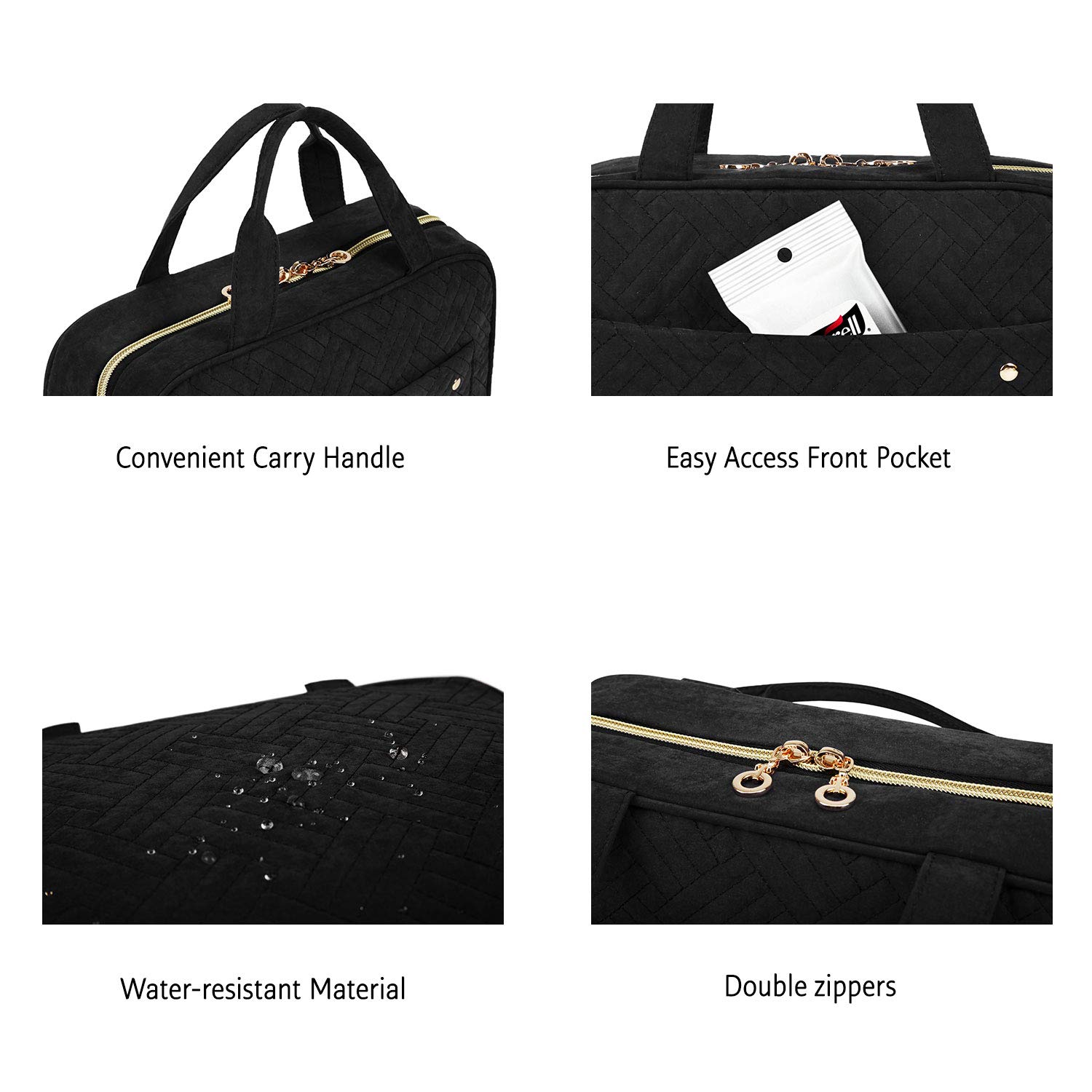 BAGSMART Large Toiletry Bag Travel Bag with Hanging Hook, Water-resistant Makeup Cosmetic Bag Travel Organizer for Accessories, Shampoo, Full Sized Container, Toiletries - Image 6