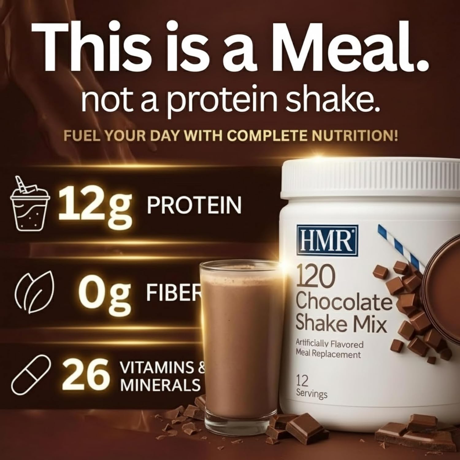 HMR 120 Chocolate Shake Meal Replacement Powder | Chocolate Shake Mix to Support Healthy Weight Loss | 12g of Protein | Nutritional Drink | Low Calorie Food | 12 Servings - Image 4