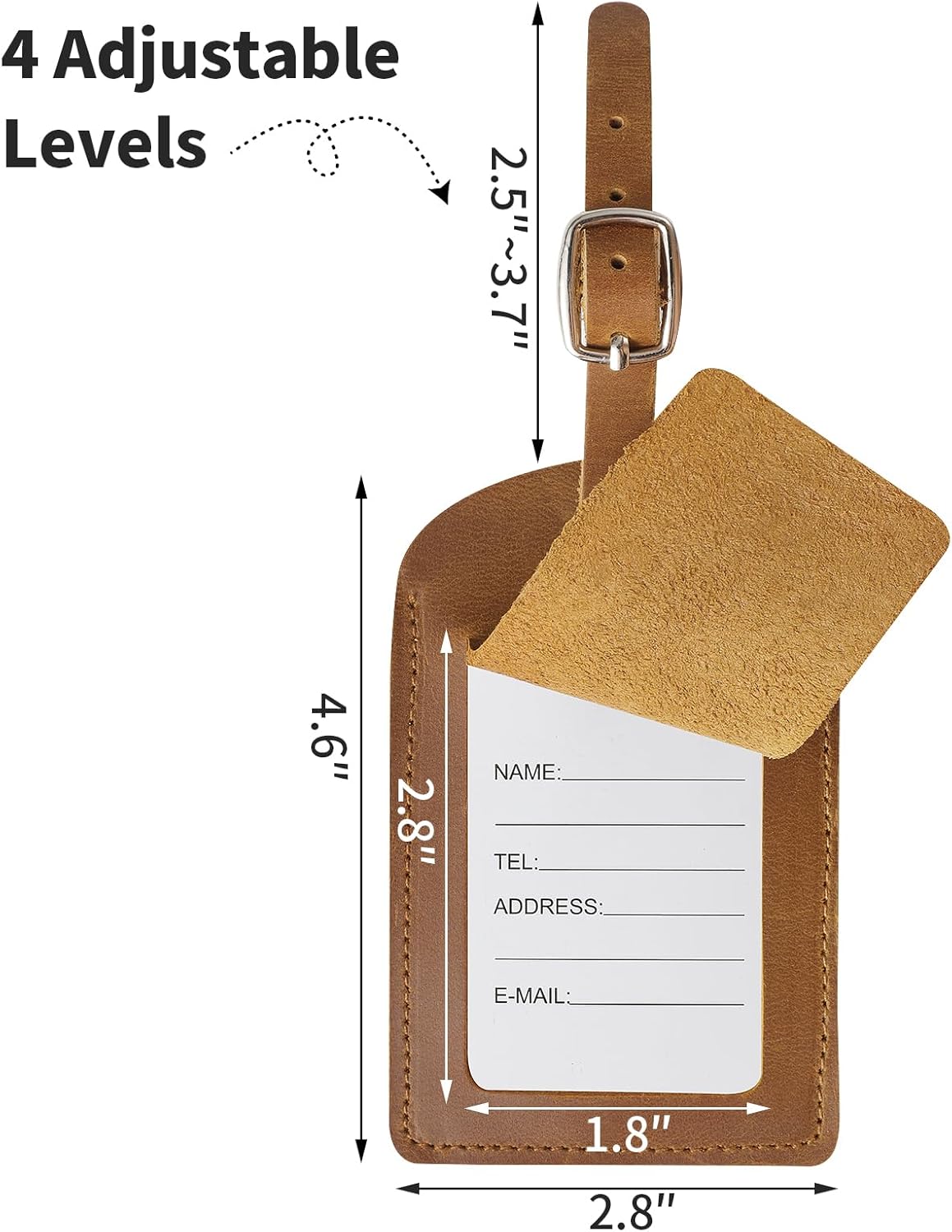 Ringsun Genuine Leather Luggage Tag for Suitcases ID Tags Bag Tags for Luggage (2 Pack) - Image 2
