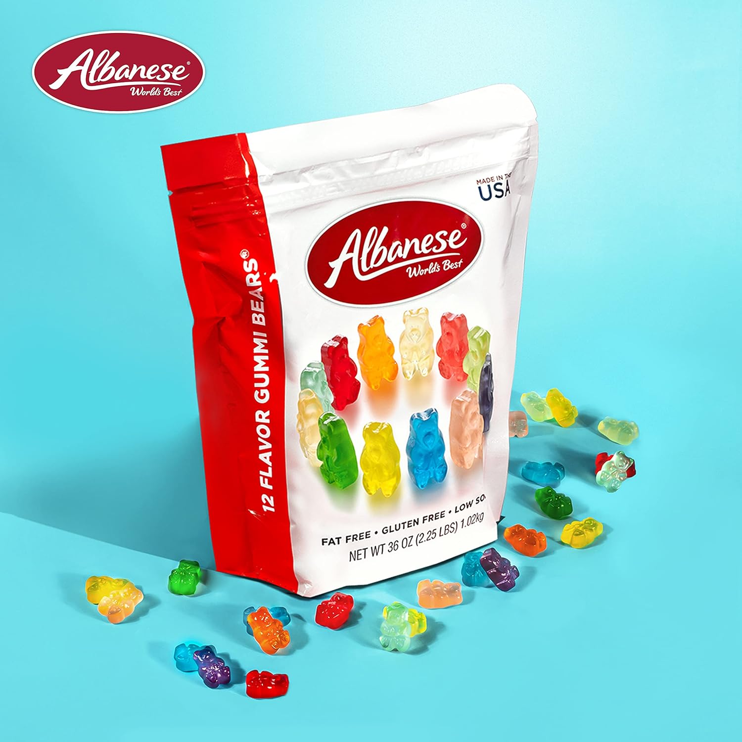 Albanese World's Best 12 Flavor Gummi Bears, 36oz Bag of Candy, Soft & Chewy Candy Snacks, Fruity Flavor Assortment - Image 4