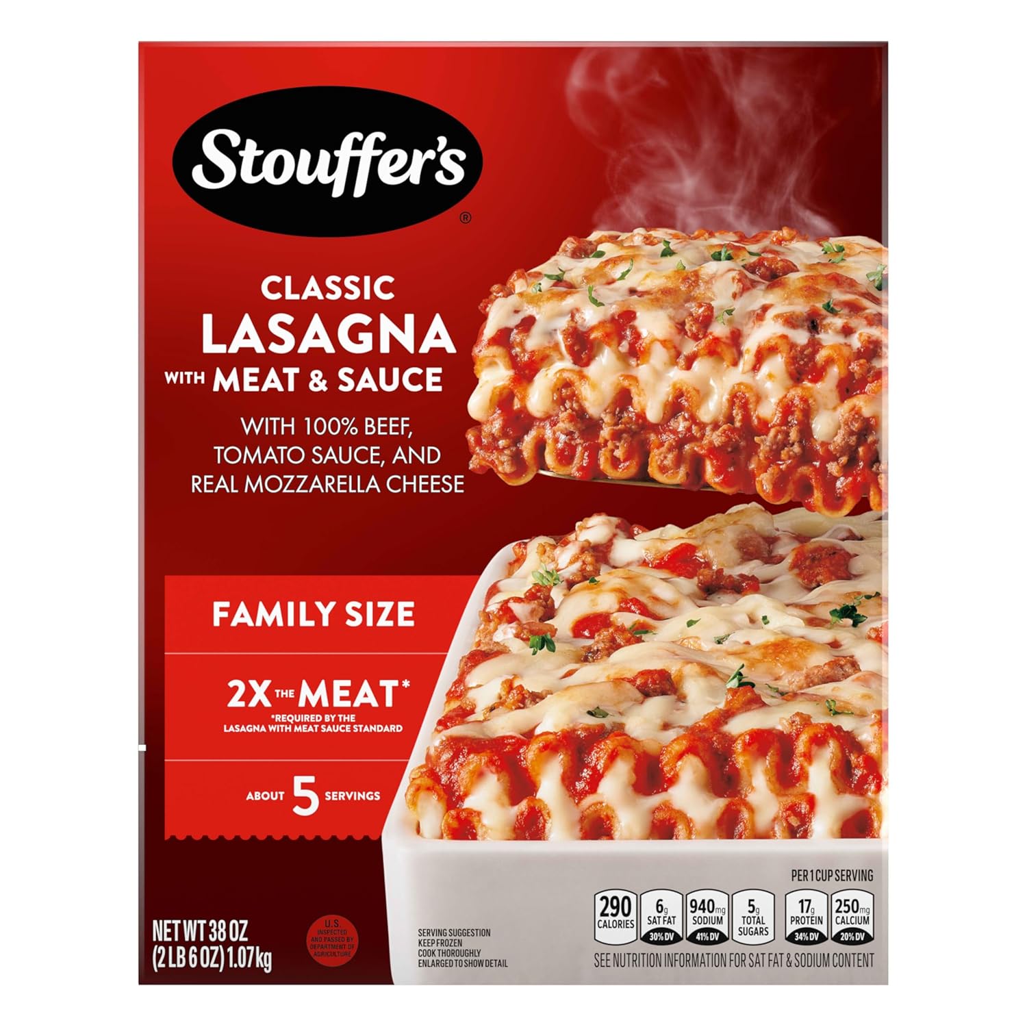 Stouffer’s Classic Lasagna with Meat and Sauce, Family Size, Easy Frozen Dinners, Family Lasagna, Meat Lasagna, Oven Ready Lasagna, Family Frozen Meals - Image 9