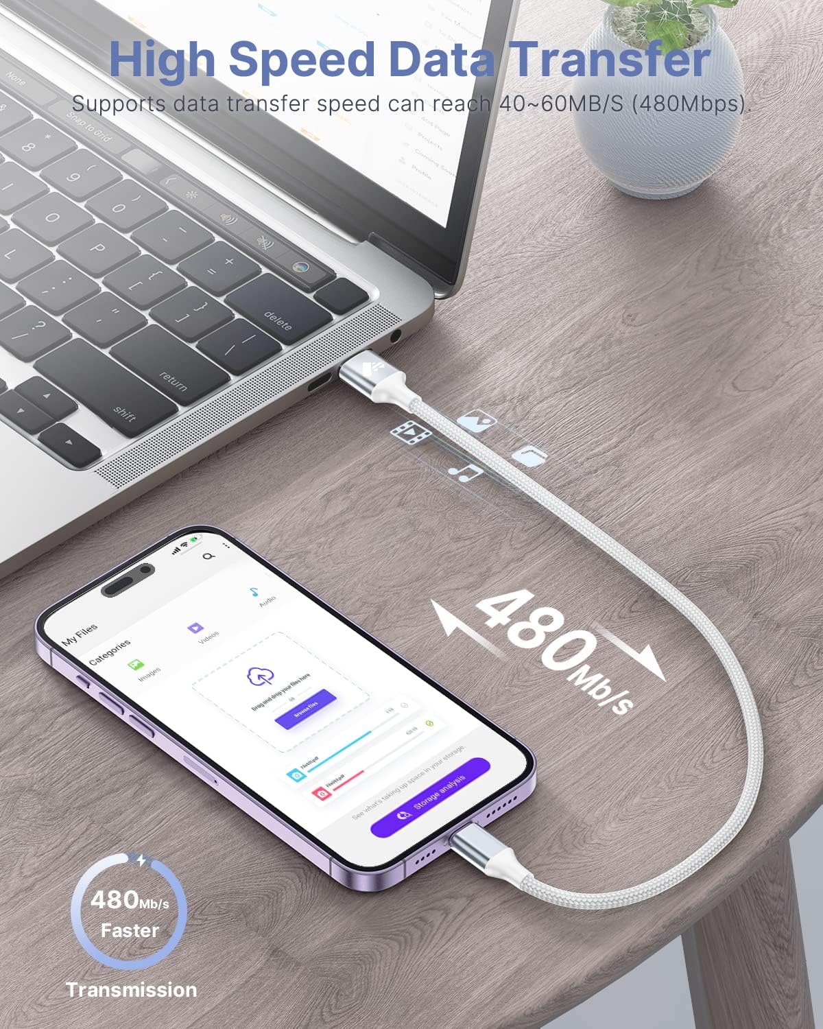 Aioneus Short iPhone Charger Cord 1ft 2Pack, Apple Certified USB A to Lightning Cable 1 Foot Nylon Braided Short iPhone Cable Fast Charging for iPhone 14 13 12 11 Pro Max XR XS 8 7 6 Plus SE - Image 6