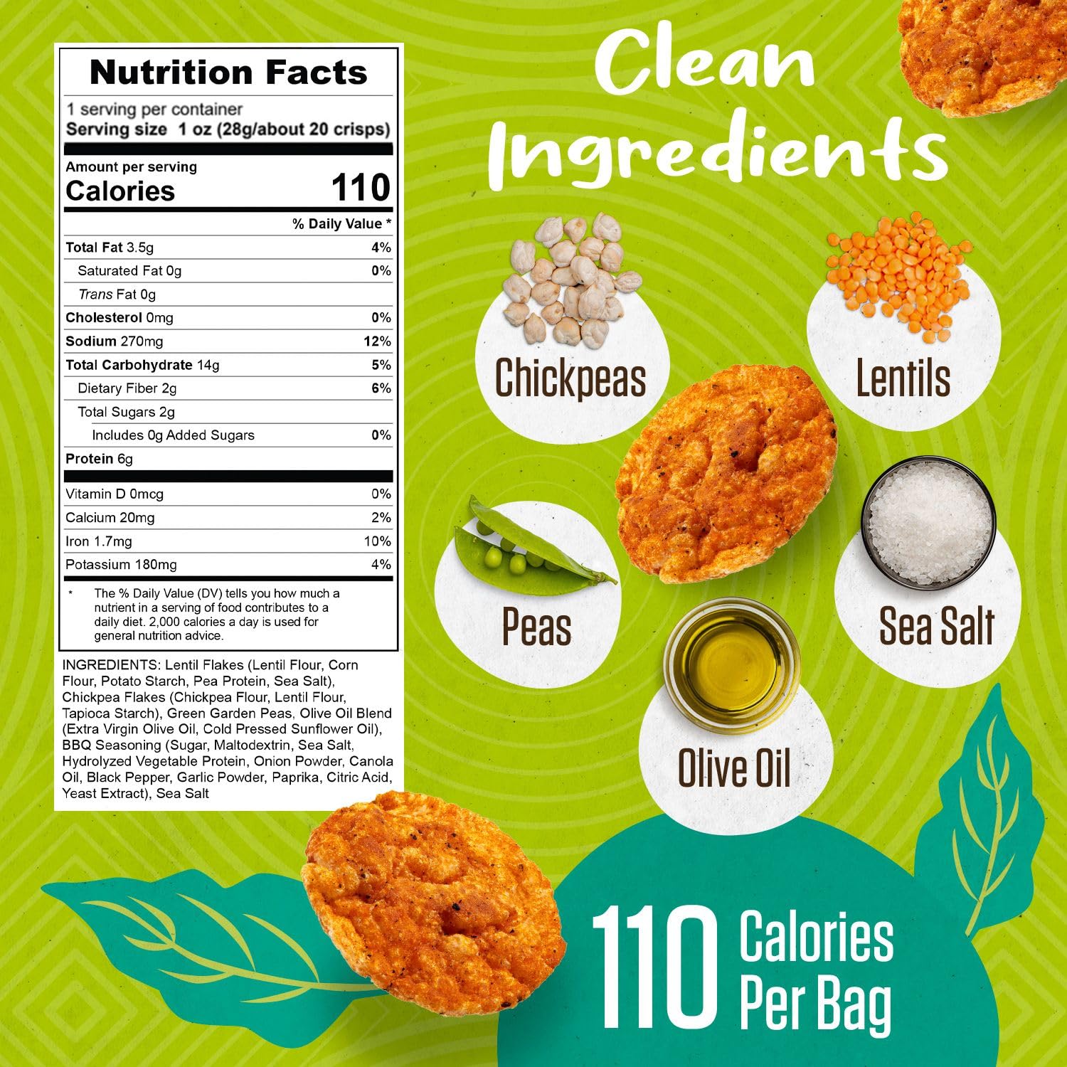 PeaKaPop Veggie Chips – Plant-Based, Healthy Veggie Crisps with Pea, Lentil & Chickpea Protein – Vegan, Gluten-Free, Popped Chips – Snack Size for Kids & Adults – 1 oz Bags (15-Pack) – BBQ - Image 2