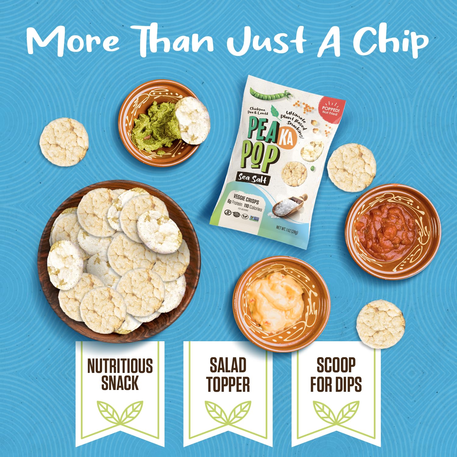 PeaKaPop Veggie Chips – Plant-Based, Healthy Veggie Crisps with Pea, Lentil & Chickpea Protein – Vegan, Gluten-Free, Popped Chips – Snack Size for Kids & Adults – 1 oz Bags (15-Pack) – Sea Salt - Image 7