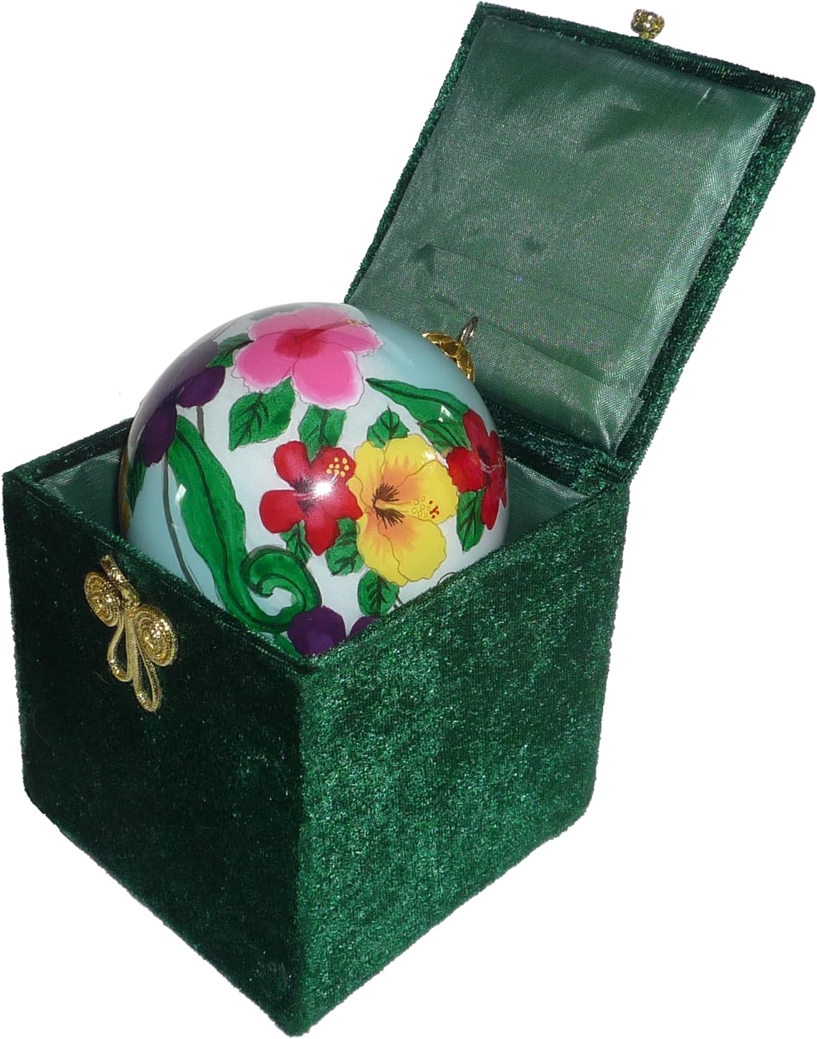 Collectible Hawaiian Hibiscus Glass Ornament Hand-Painted in Watercolor with Gift Box WH/M - Image 4