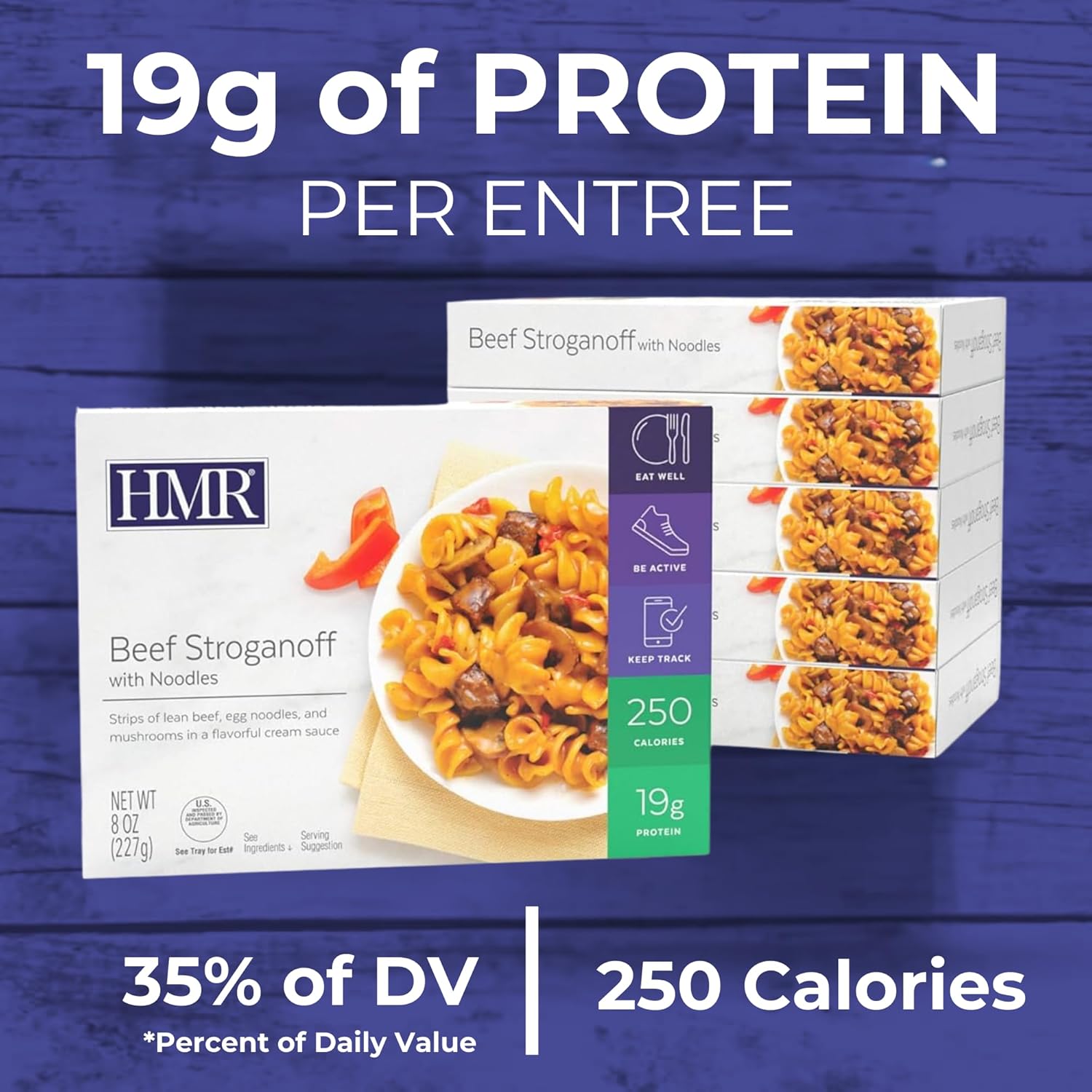 HMR Beef Stroganoff with Noodles Entrée | Pre-packaged Lunch or Dinner | Ready to Eat | 19g of Protein | Low Calorie Food | 8oz Serving per Meal | Pack of 6 - Image 4