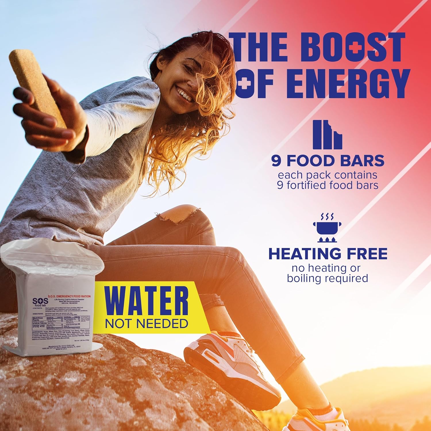 SOS Food Labs, Inc. 185000825 S.O.S. Rations Emergency 3600 Calorie Food bar - 3 Day/ 72 Hour Package with 5 Year Shelf Life, 5" Height, 2" Wide, 4.5" Length, white - Image 4