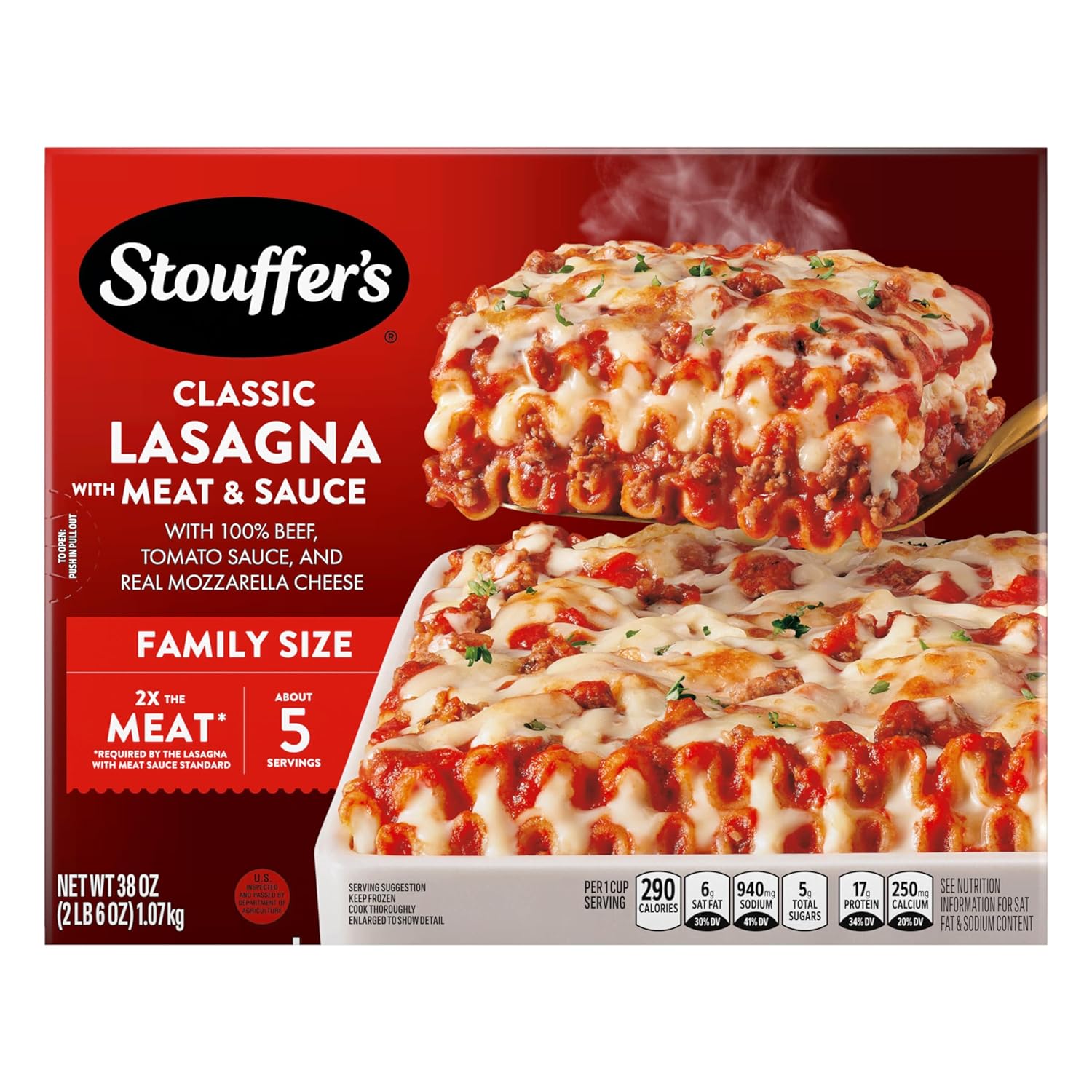 Stouffer’s Classic Lasagna with Meat and Sauce, Family Size, Easy Frozen Dinners, Family Lasagna, Meat Lasagna, Oven Ready Lasagna, Family Frozen Meals