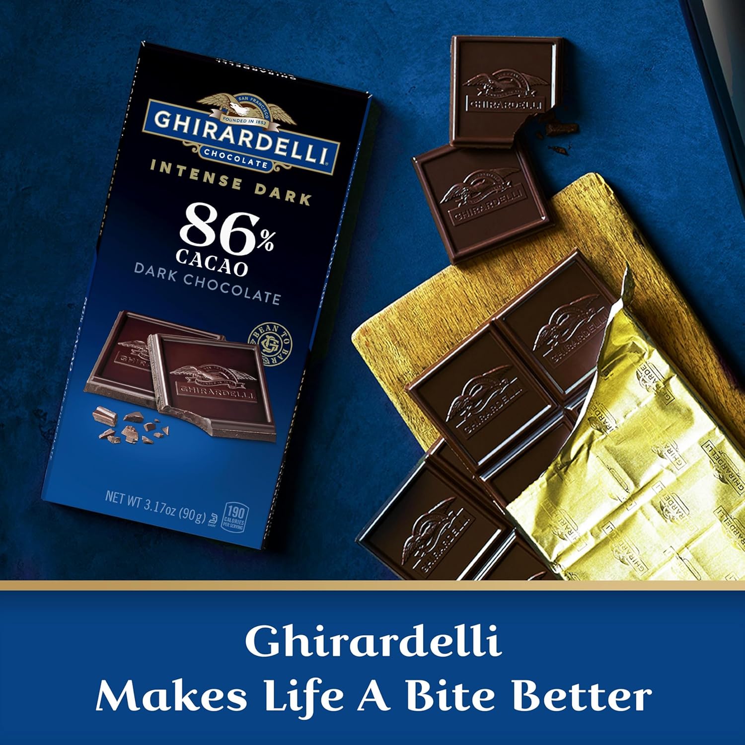 GHIRARDELLI Intense Dark 86% Cacao Chocolate Bar, 3.17 oz – Bold Extra Dark Chocolate with Rich Cocoa Notes - Image 6