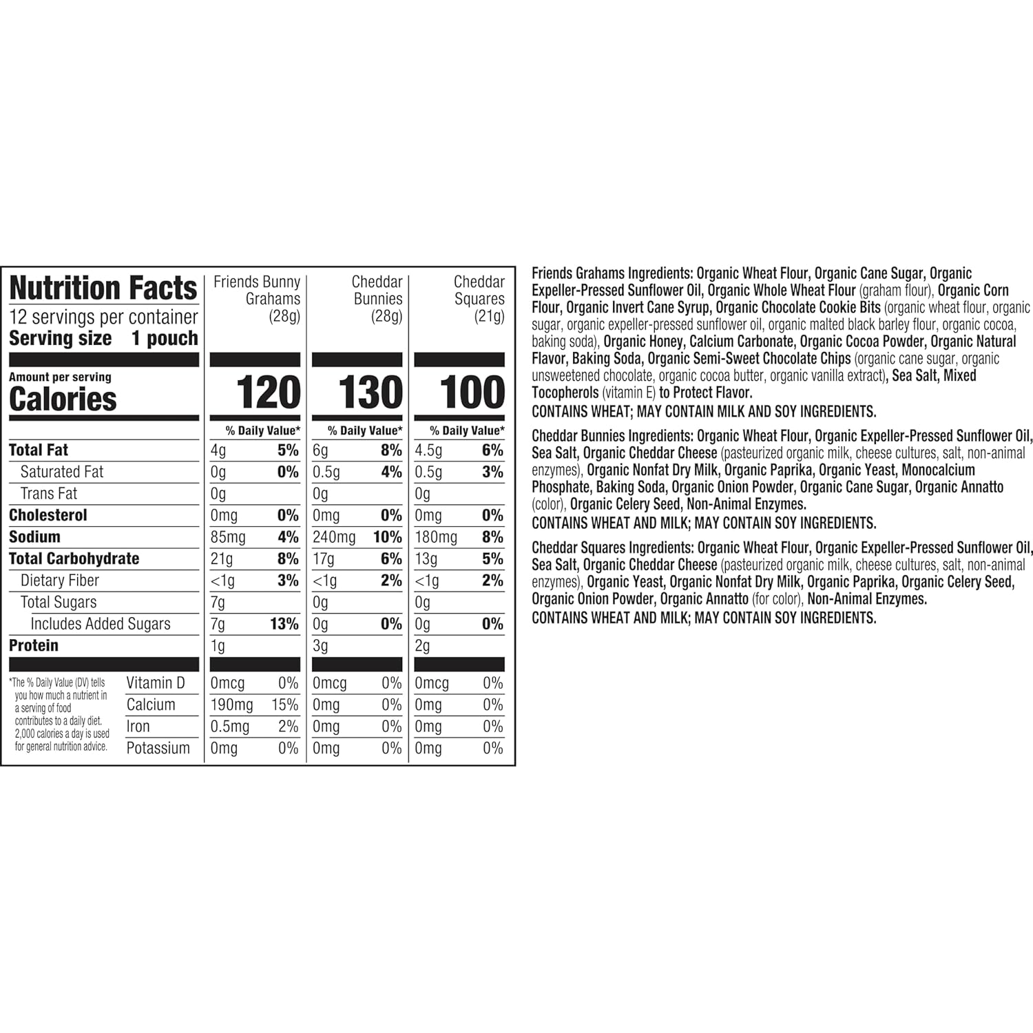 Annie's Organic Variety Pack, Cheddar Bunnies, Bunny Grahams and Cheddar Squares, 12 Pouches, 11 oz - Image 9