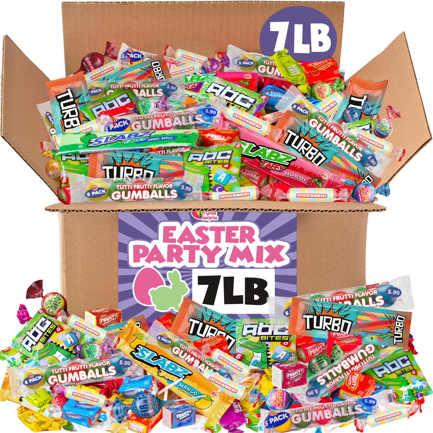 A Great Surprise Assorted Candy Mix - 7 Pound BOX - Individually Wrapped Candies - Pinata Candy Mix