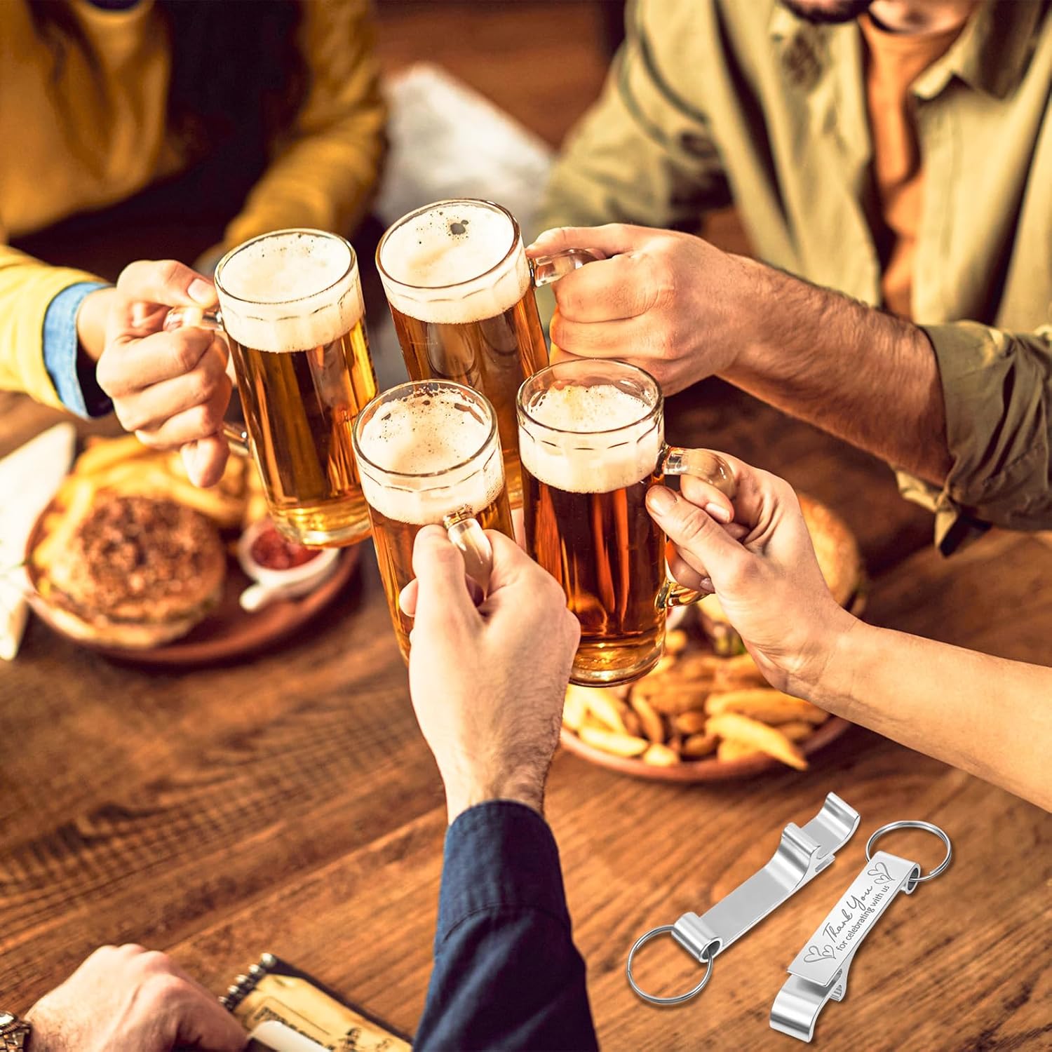 120 Pcs Bottle Opener Keychain, Wine Beer Opener Aluminum Thank You Wedding Favors for Guests, Personalized Party Gifts for Birthday, Graduation, Corporate Events, Silver - Image 5