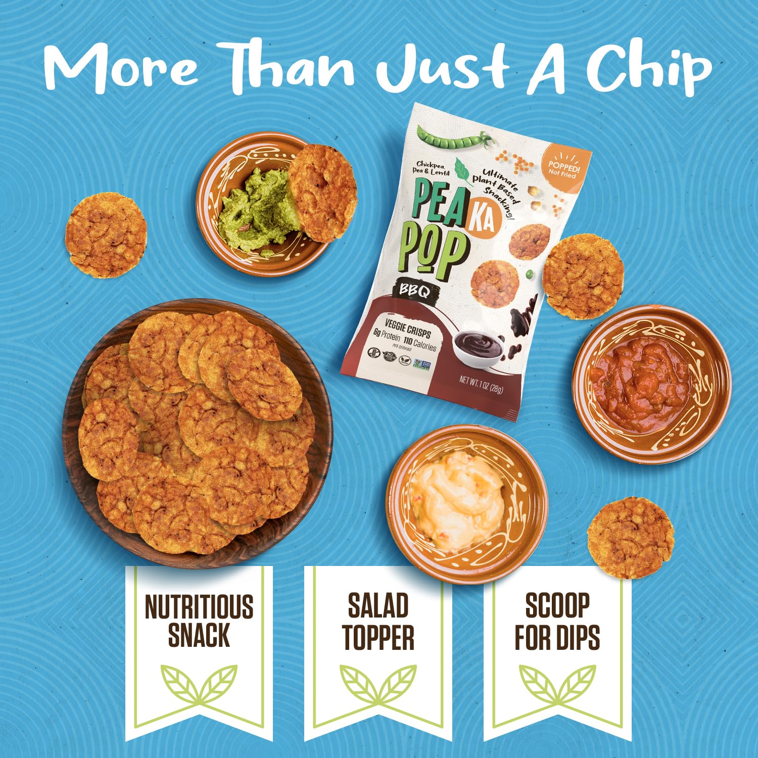 PeaKaPop Veggie Chips – Plant-Based, Healthy Veggie Crisps with Pea, Lentil & Chickpea Protein – Vegan, Gluten-Free, Popped Chips – Snack Size for Kids & Adults – 1 oz Bags (15-Pack) – BBQ - Image 7