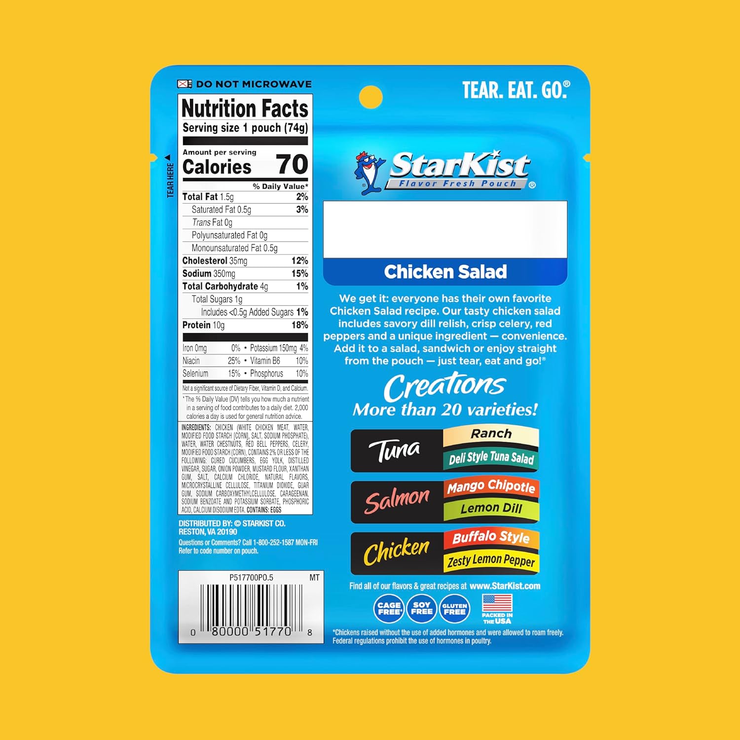 StarKist Chicken Creations, Chicken Salad, Single Serve Pouch, 2.6 oz - Image 2