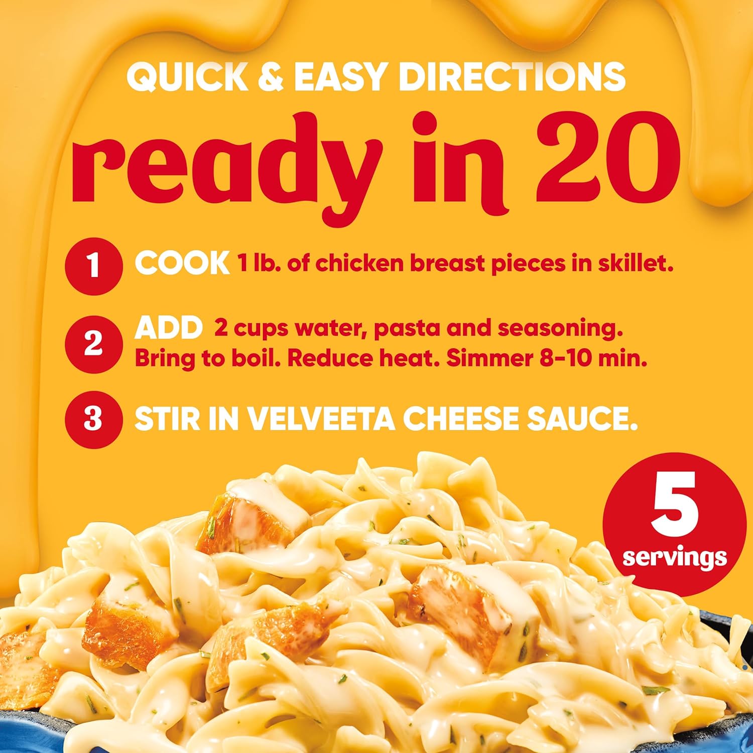 Velveeta Skillets Chicken Alfredo One Pan Dinner Kit, 12.5 oz Box - Image 6