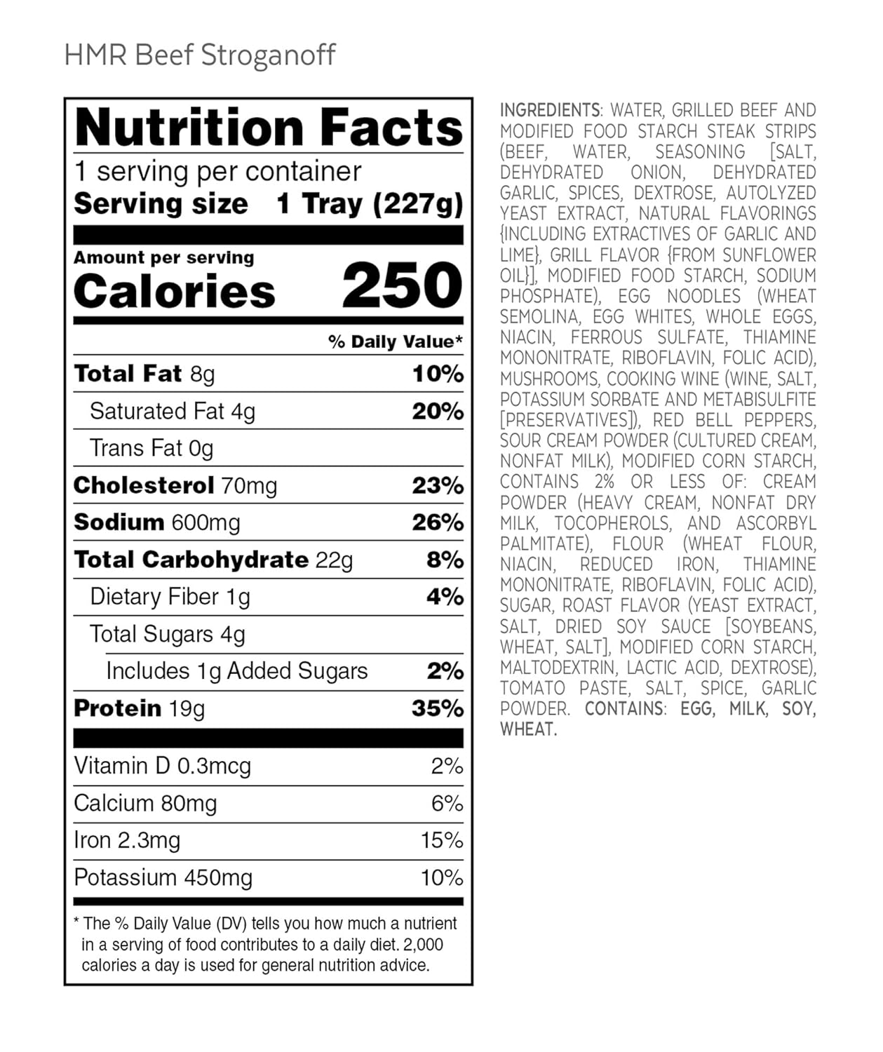 HMR Beef Stroganoff with Noodles Entrée | Pre-packaged Lunch or Dinner | Ready to Eat | 19g of Protein | Low Calorie Food | 8oz Serving per Meal | Pack of 6 - Image 3